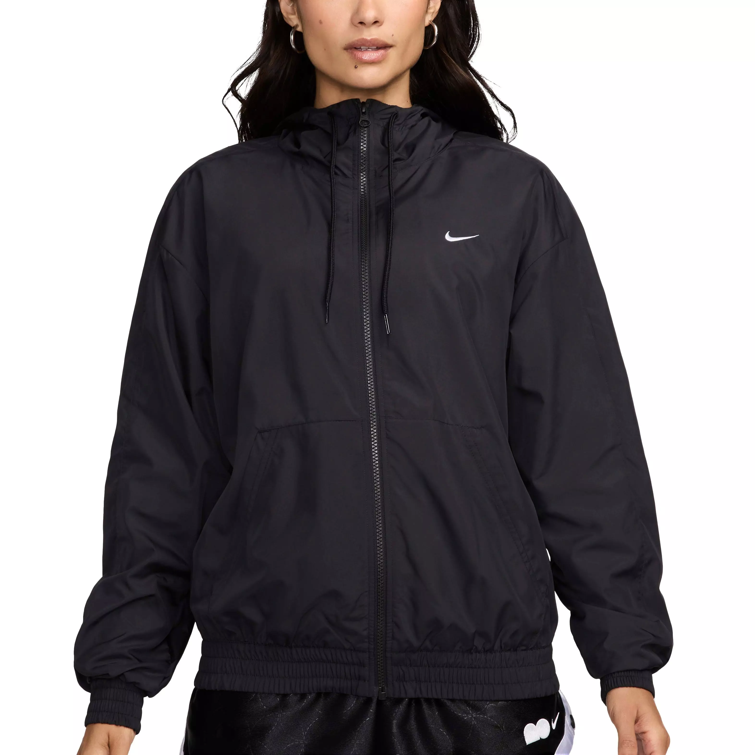 Nike Women's Sportswear Classic Wovens Loose UV Hooded Jacket - BLACK