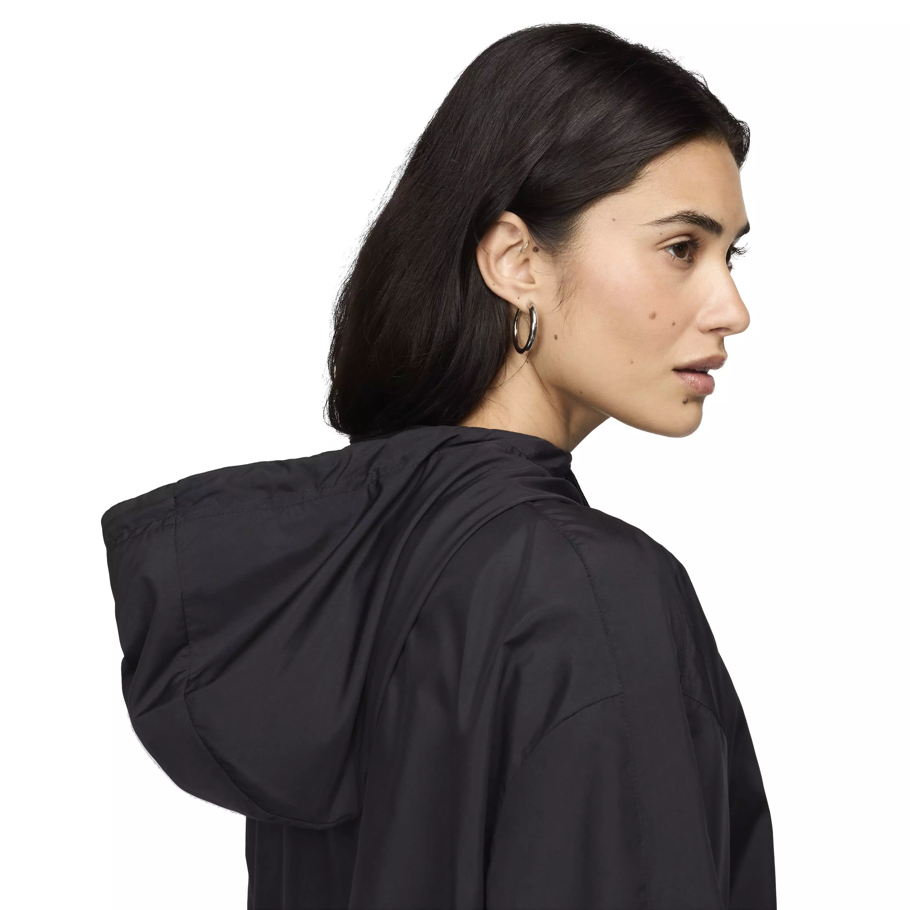 Nike Women's Sportswear Classic Wovens Loose UV Hooded Jacket - BLACK