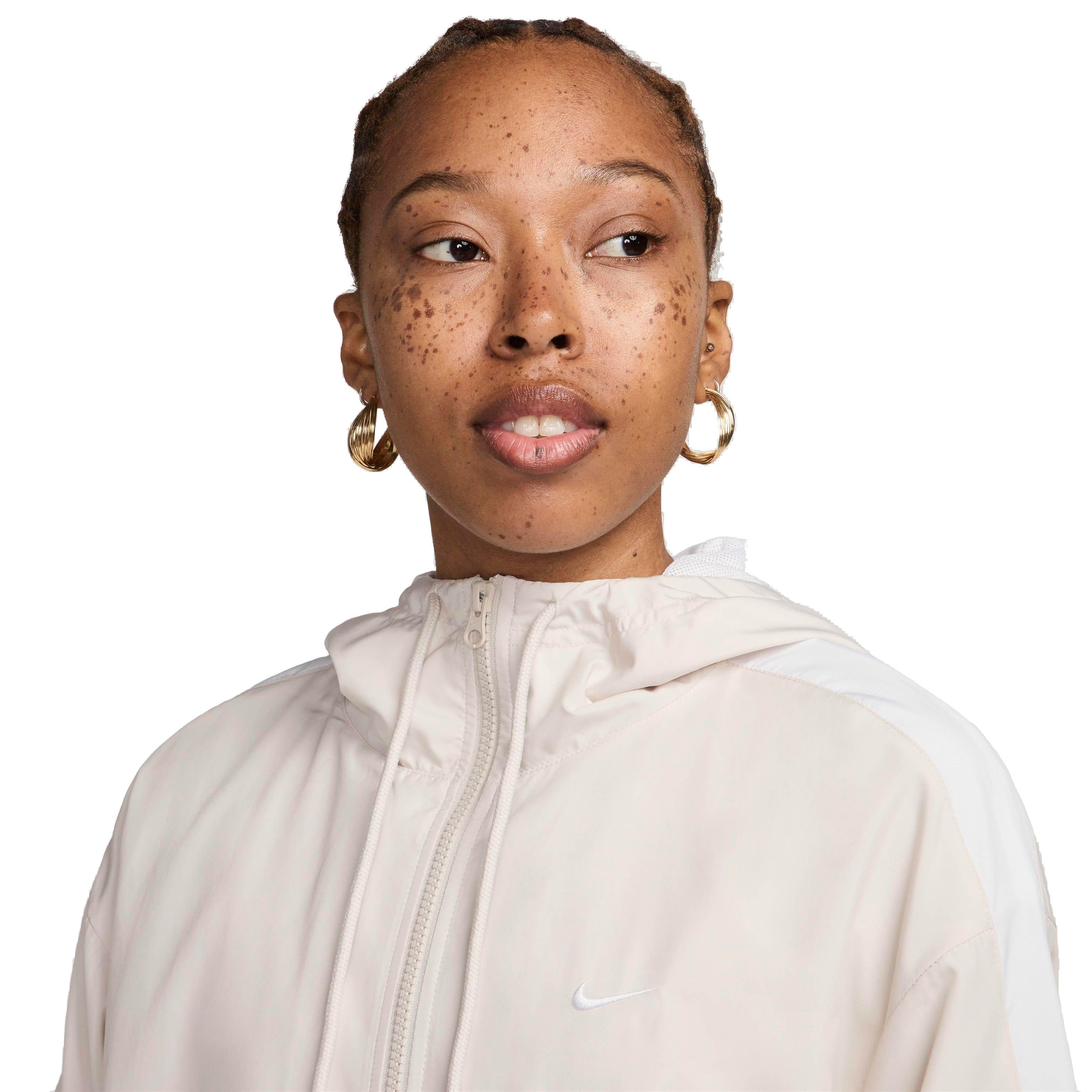 Nike Women's Sportswear Classic Wovens Loose UV Hooded Jacket - BEIGE Thumbnail View 3