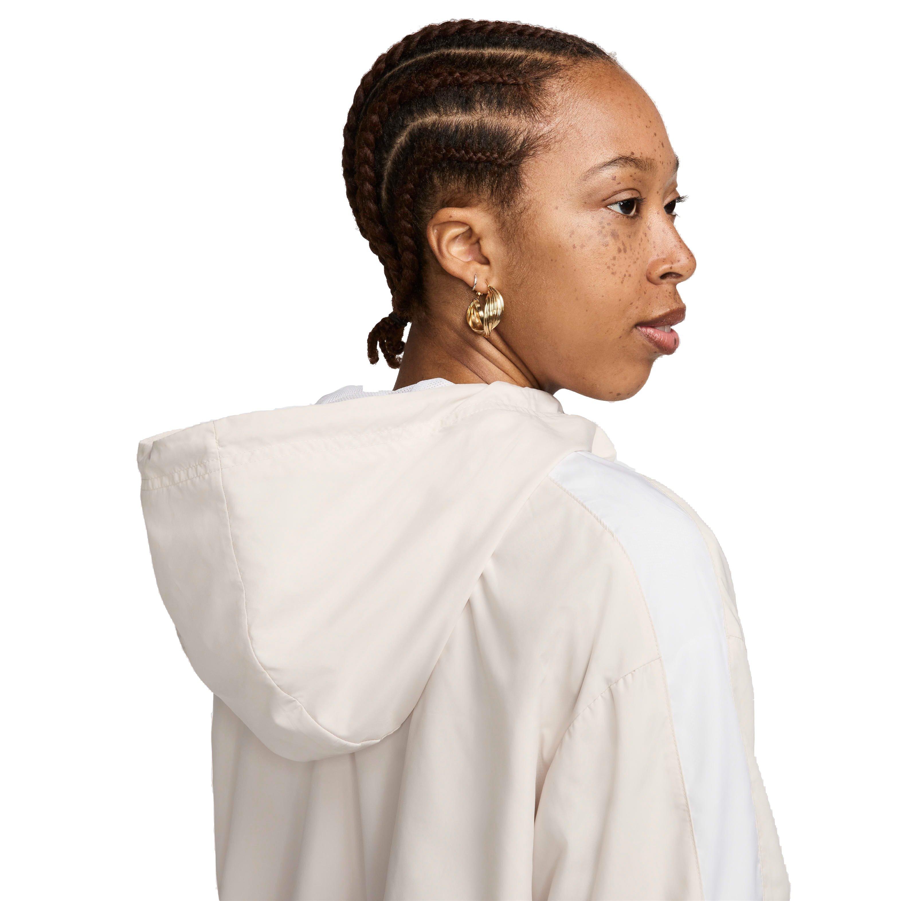 Nike Women's Sportswear Classic Wovens Loose UV Hooded Jacket - BEIGE Thumbnail View 6