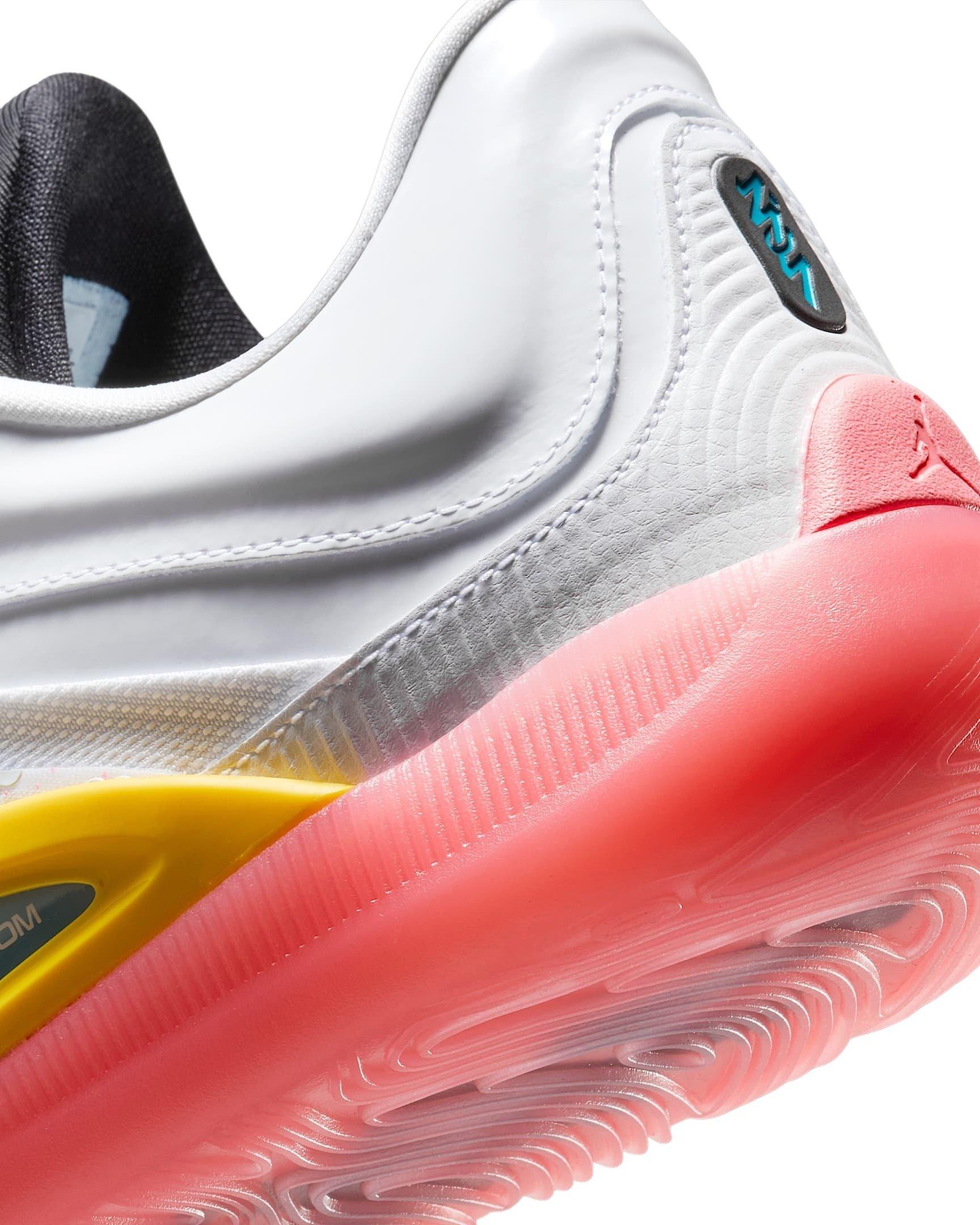 Jordan Zion 4 "White/Black/Tour Yellow/Hot Punch" Men's Basketball Shoe - WHITE/BLACK/YELLOW/PUNCH Thumbnail View 7