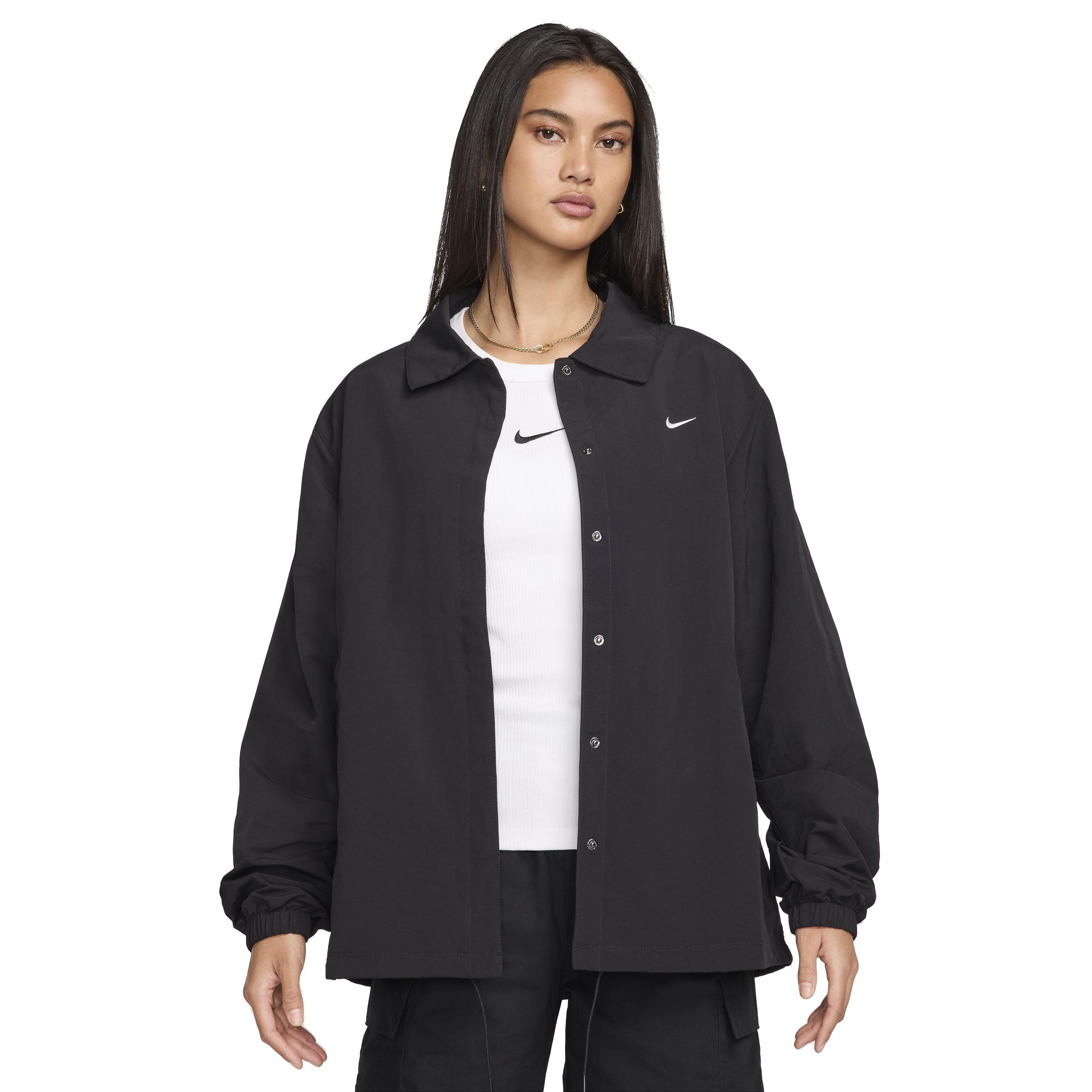 Nike Women's Sportswear Essentials Oversized UV Woven Coaches' Jacket - BLACK Thumbnail View 1