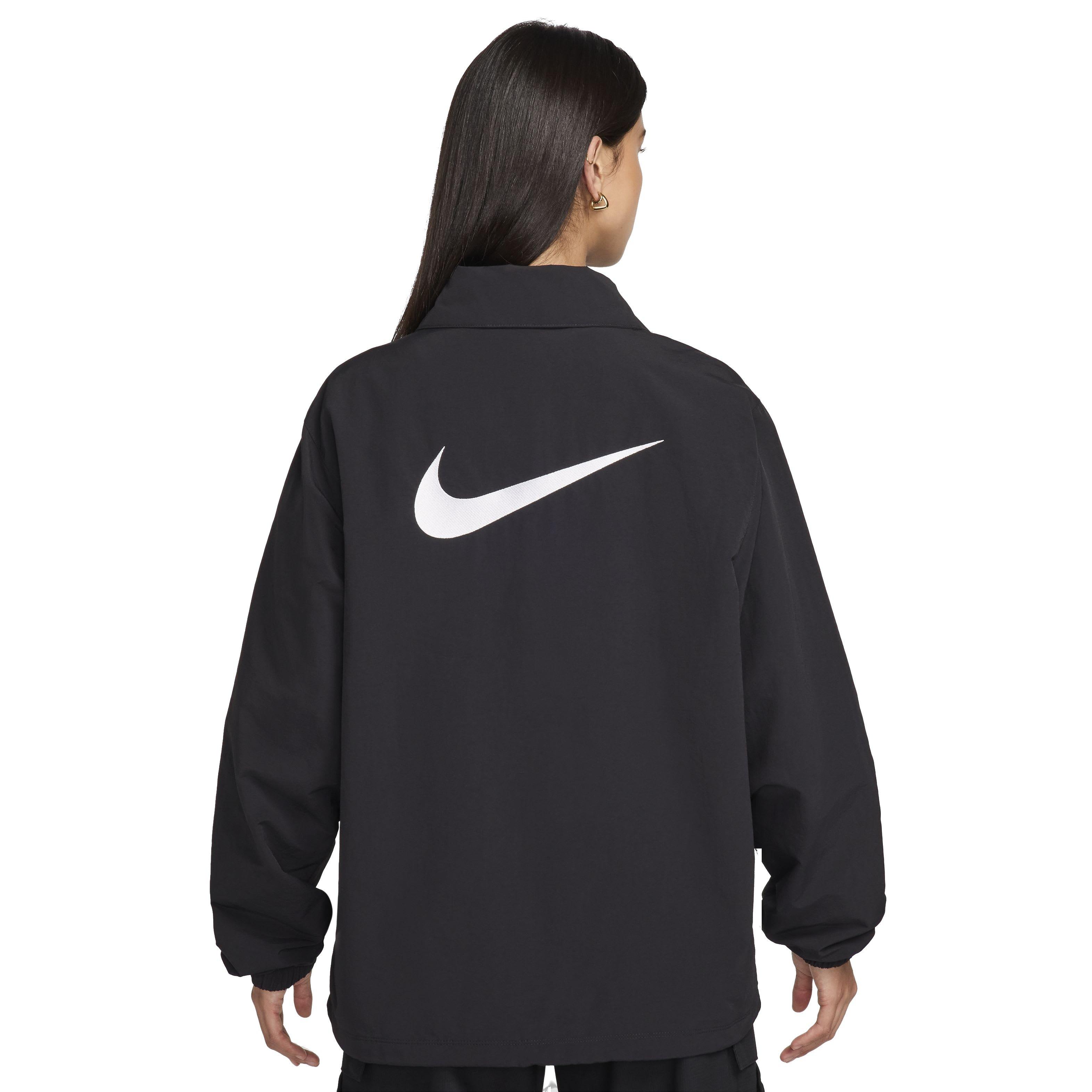 Nike Women's Sportswear Essentials Oversized UV Woven Coaches' Jacket - BLACK Thumbnail View 2