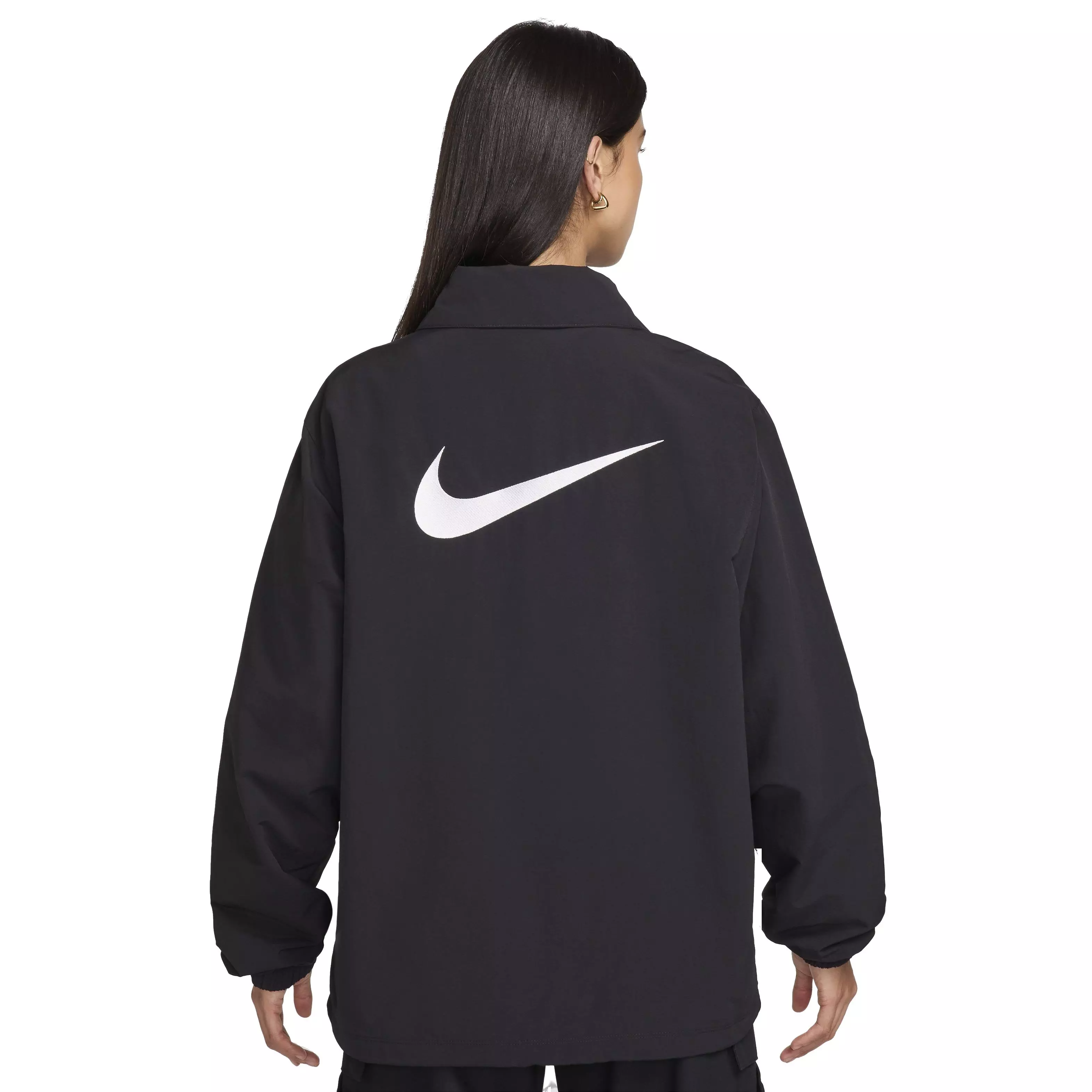 Nike Women's Sportswear Essentials Oversized UV Woven Coaches' Jacket - BLACK