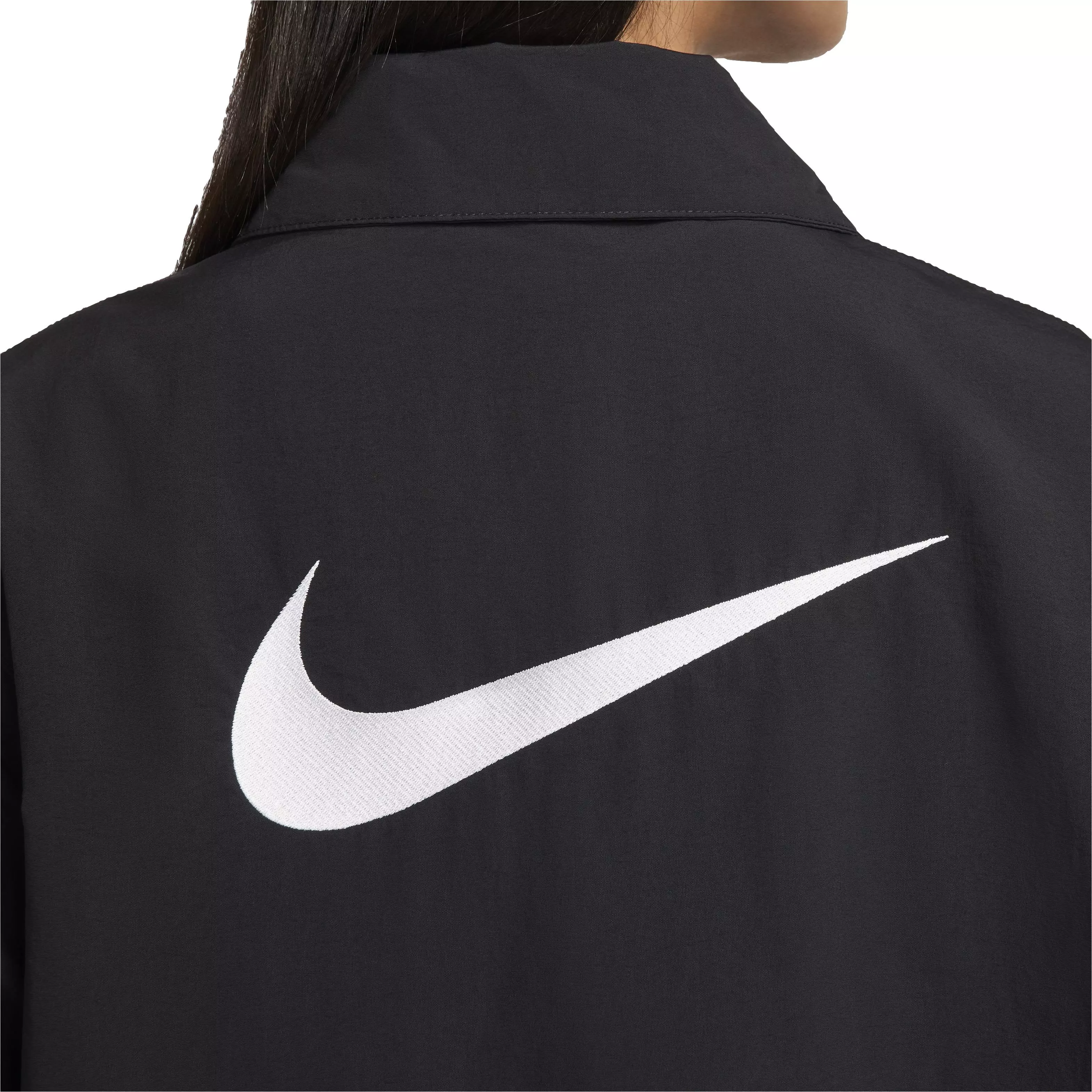 Nike Women's Sportswear Essentials Oversized UV Woven Coaches' Jacket - BLACK