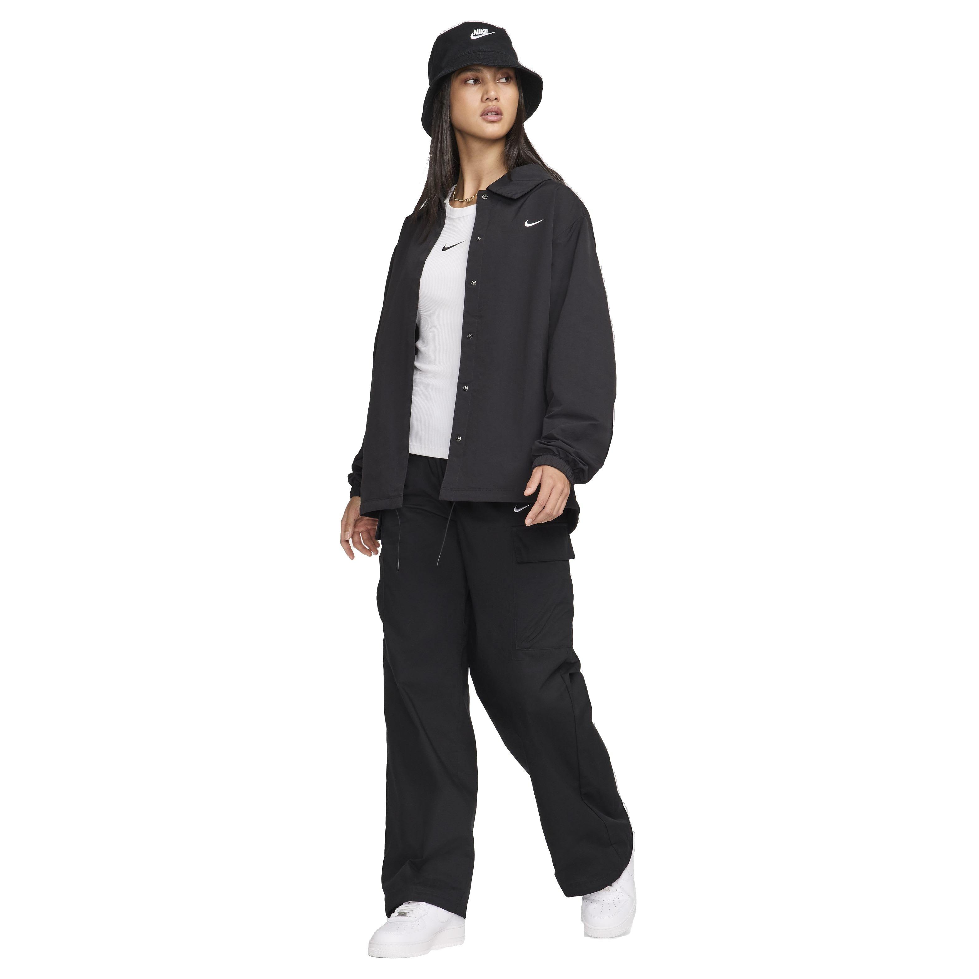 Nike Women's Sportswear Essentials Oversized UV Woven Coaches' Jacket - BLACK Thumbnail View 8