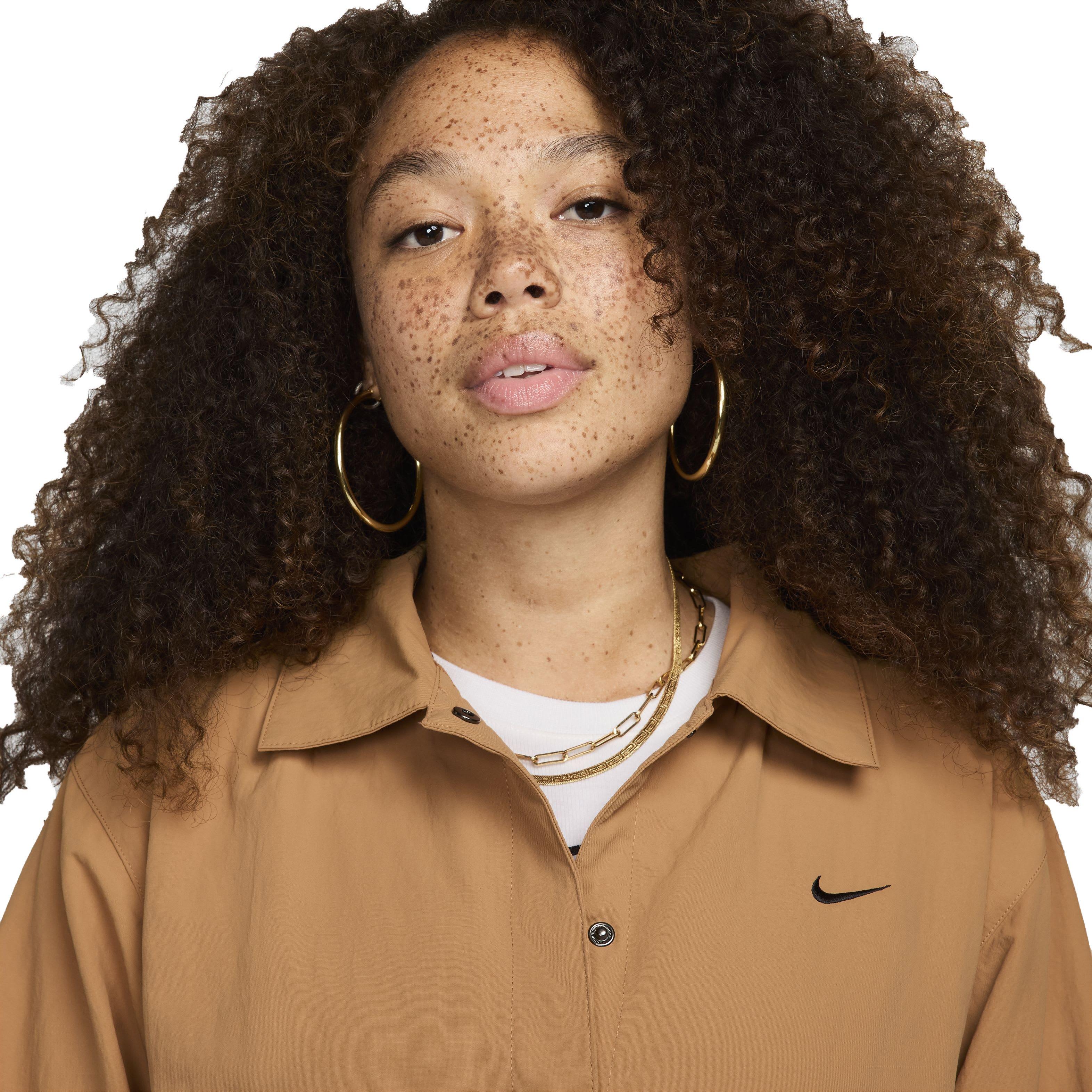Nike Women's Sportswear Essentials Oversized UV Woven Coaches' Jacket - BROWN Thumbnail View 3