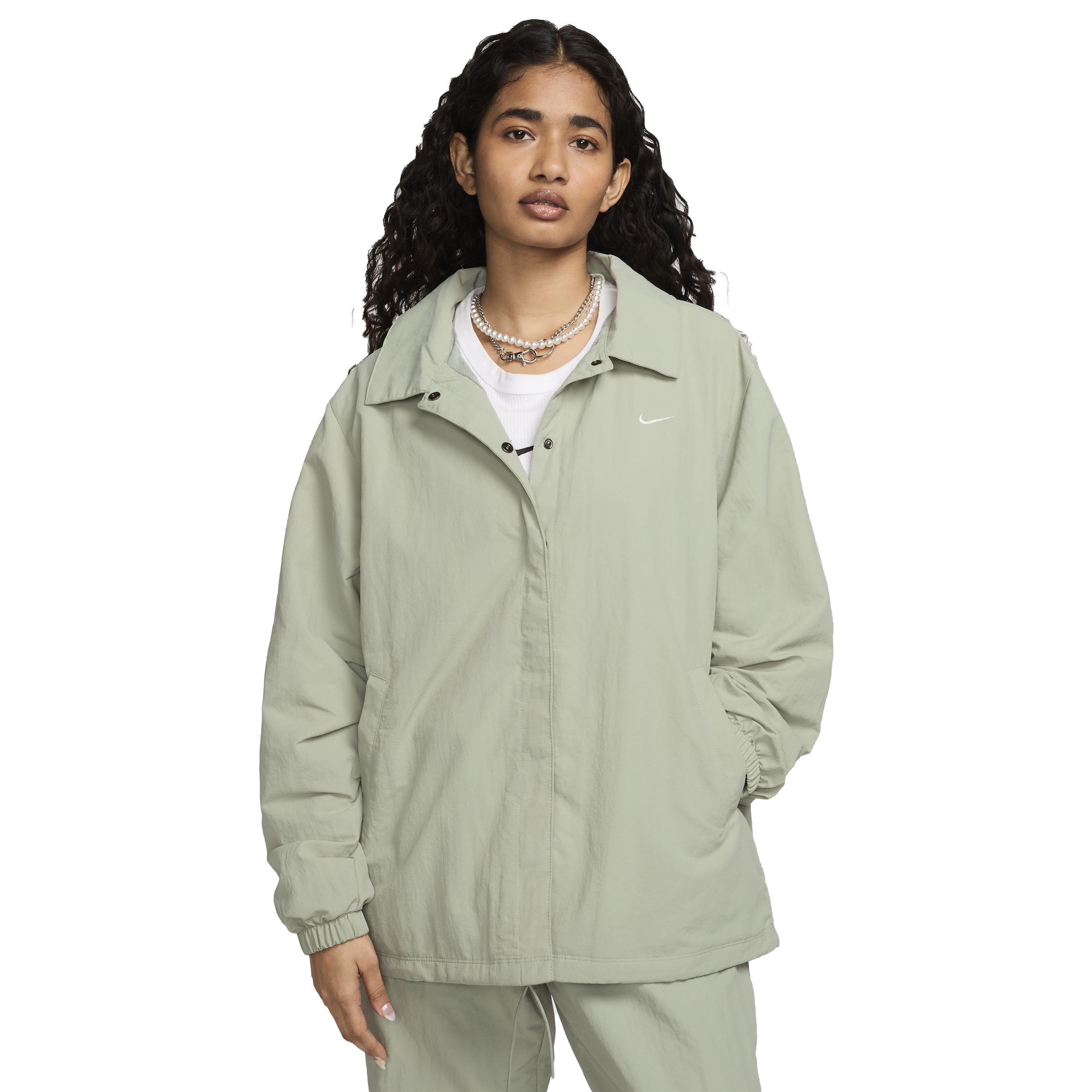 Nike Women's Sportswear Essentials Oversized UV Woven Coaches' Jacket - GREEN Thumbnail View 1