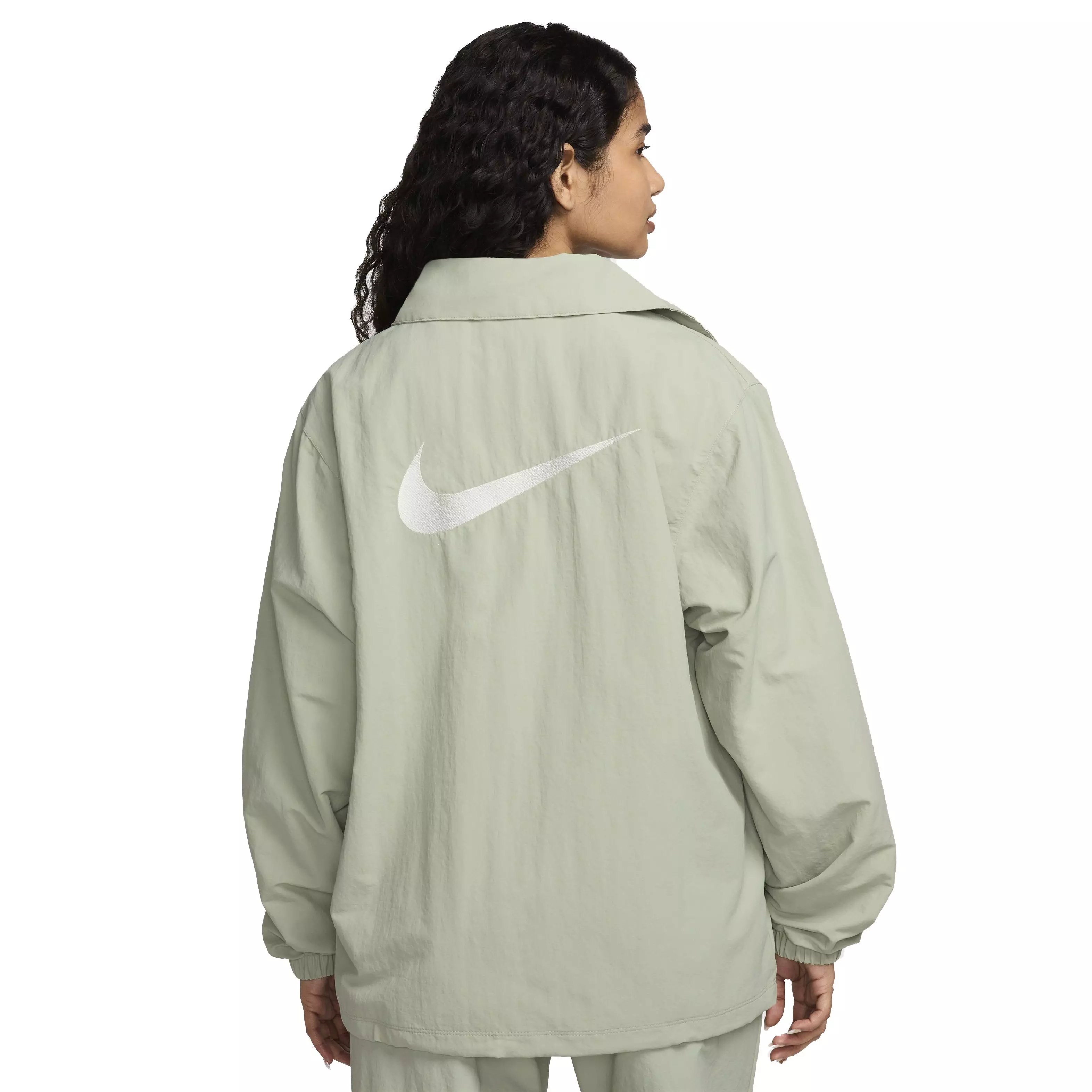 Nike Women's Sportswear Essentials Oversized UV Woven Coaches' Jacket - GREEN