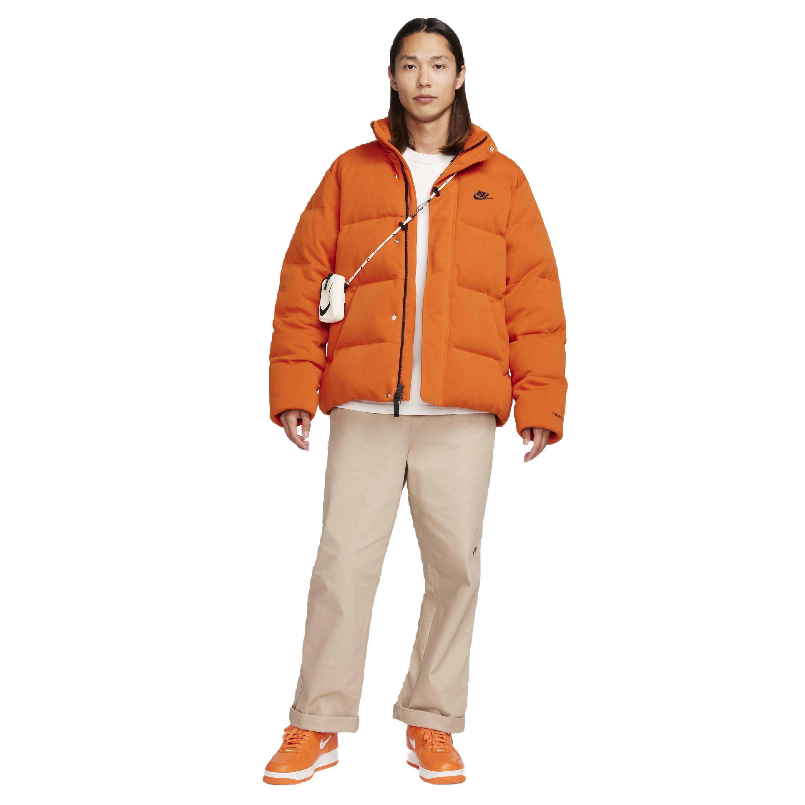 Nike puffer jacket mens orange sale