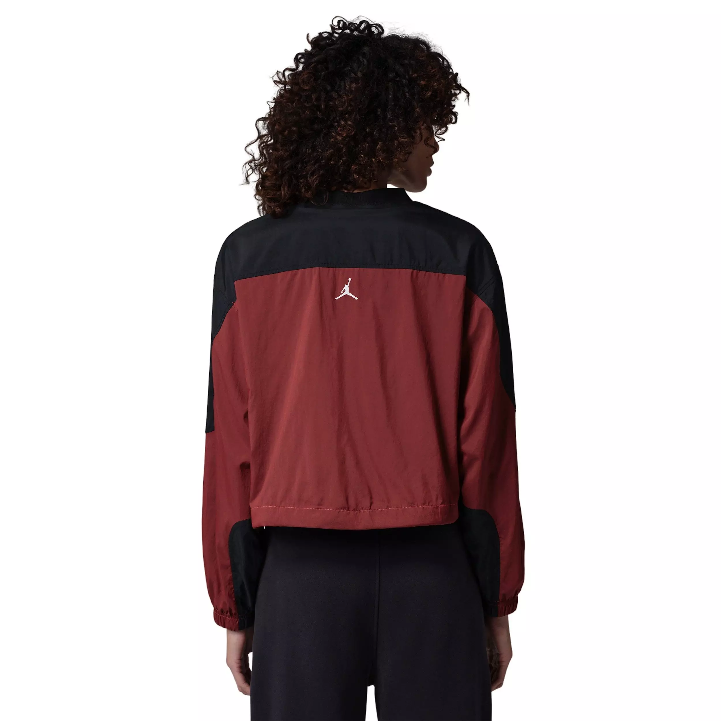 Jordan Women's Brooklyn Woven Long-Sleeve Graphic Pullover - Black/Red - BLACK/RED