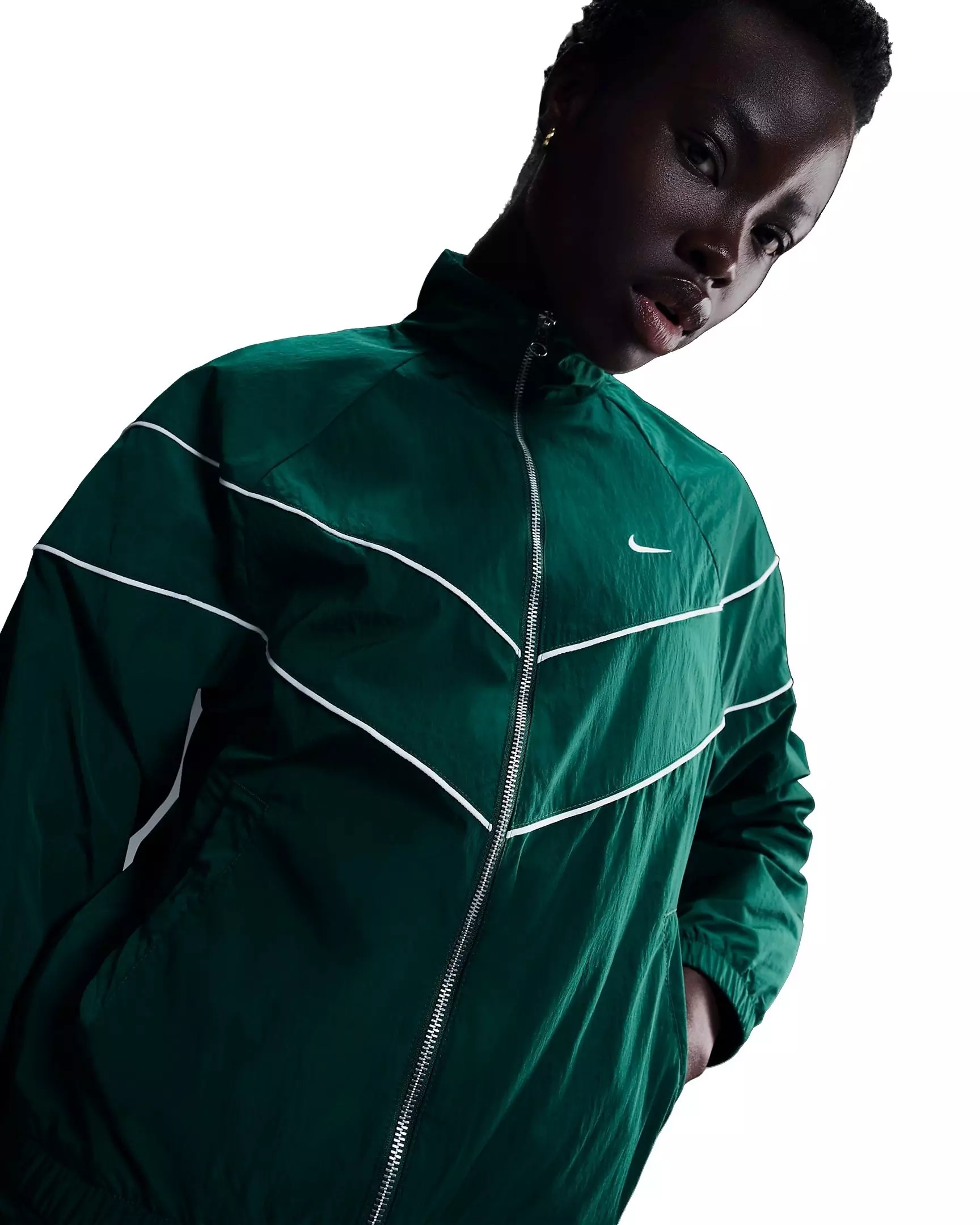Nike Women's Windrunner Loose UV Woven Full-Zip Jacket - GREEN