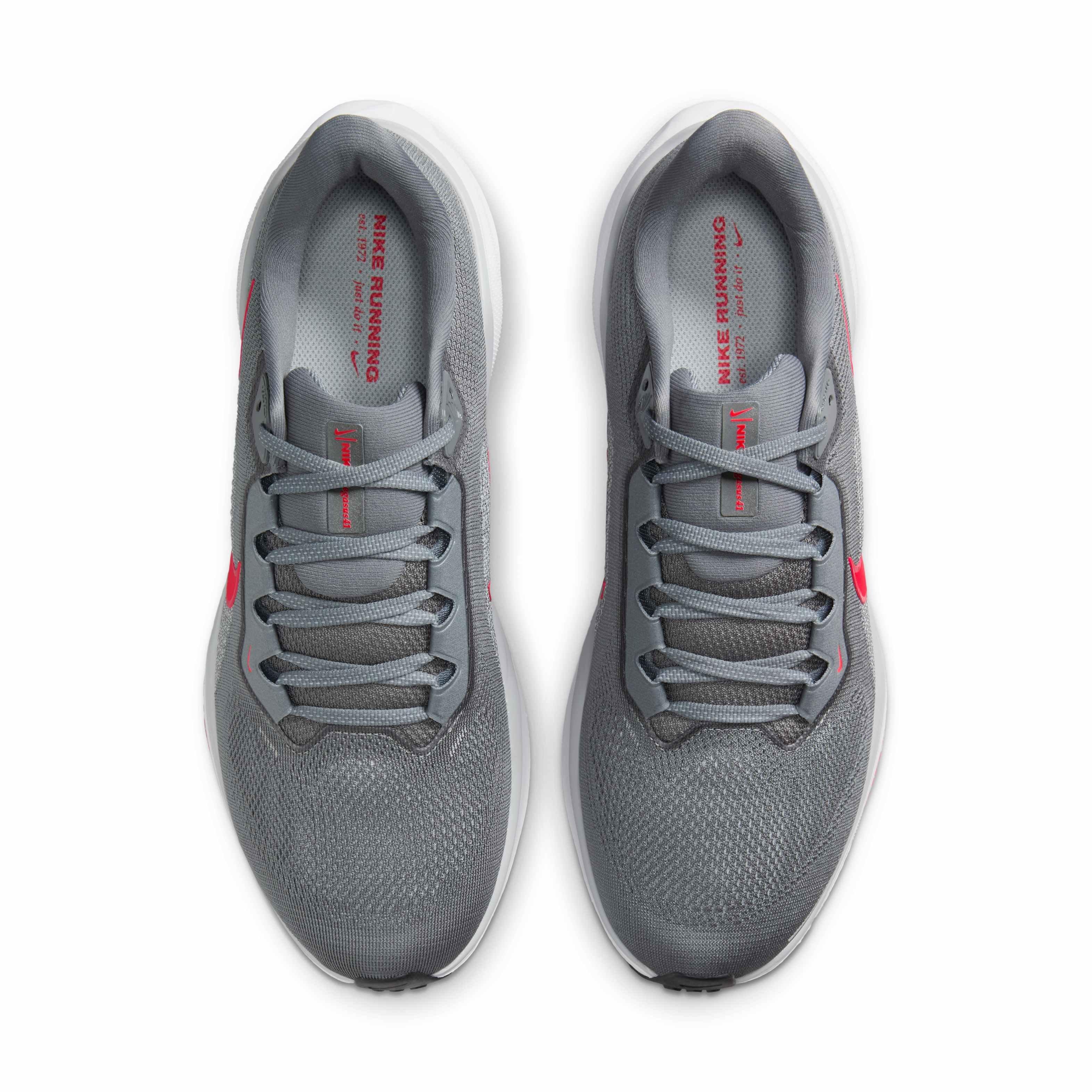 Nike Pegasus 41 "Cool Grey/Wolf Grey/Pure Platinum/Bright Crimson" Men's Running Shoe - GREY/GREY/PLATINUM/CRIMSON Thumbnail View 4