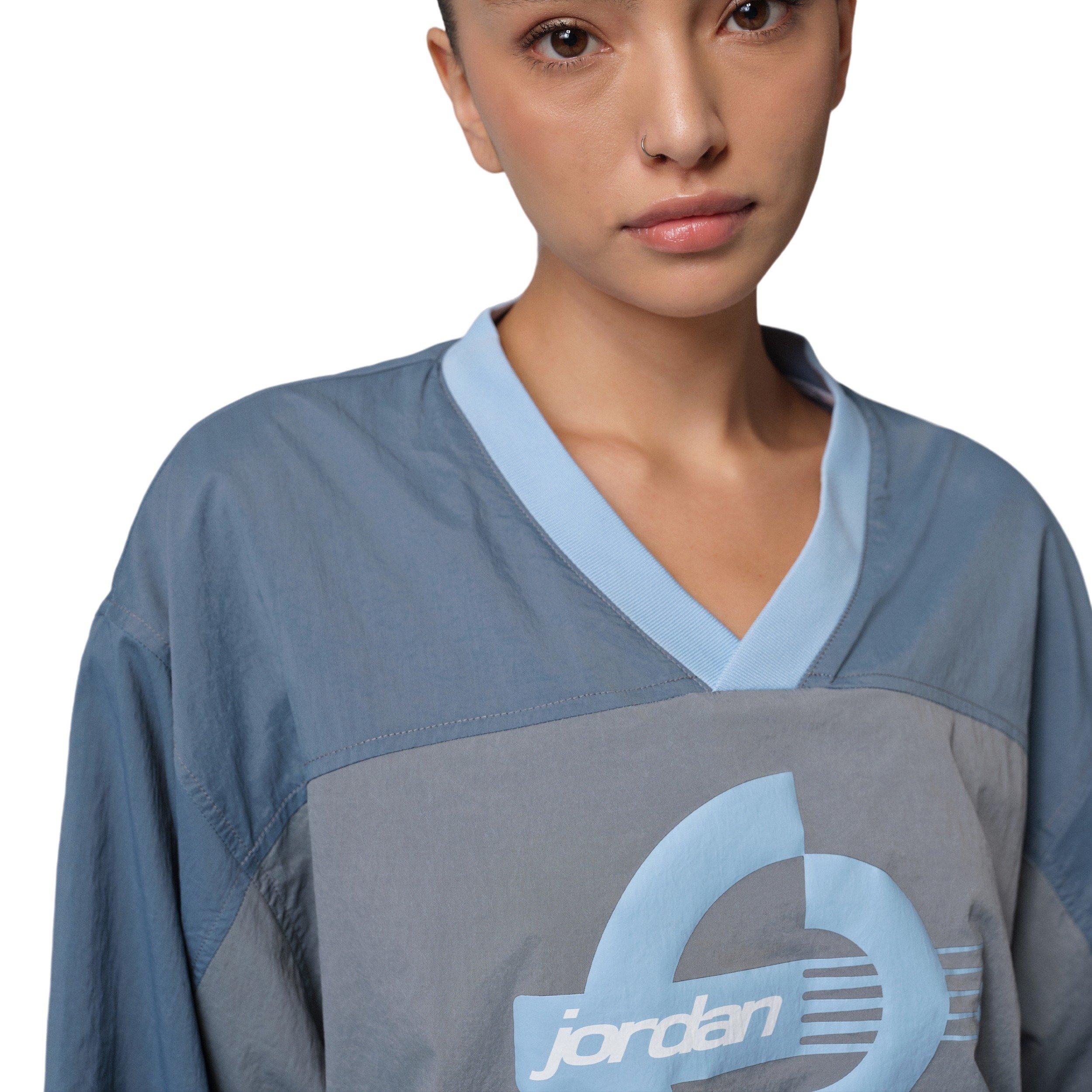 Jordan Women's Brooklyn Woven Long-Sleeve Graphic Pullover -Blue/Grey - BLUE/GREY Thumbnail View 3