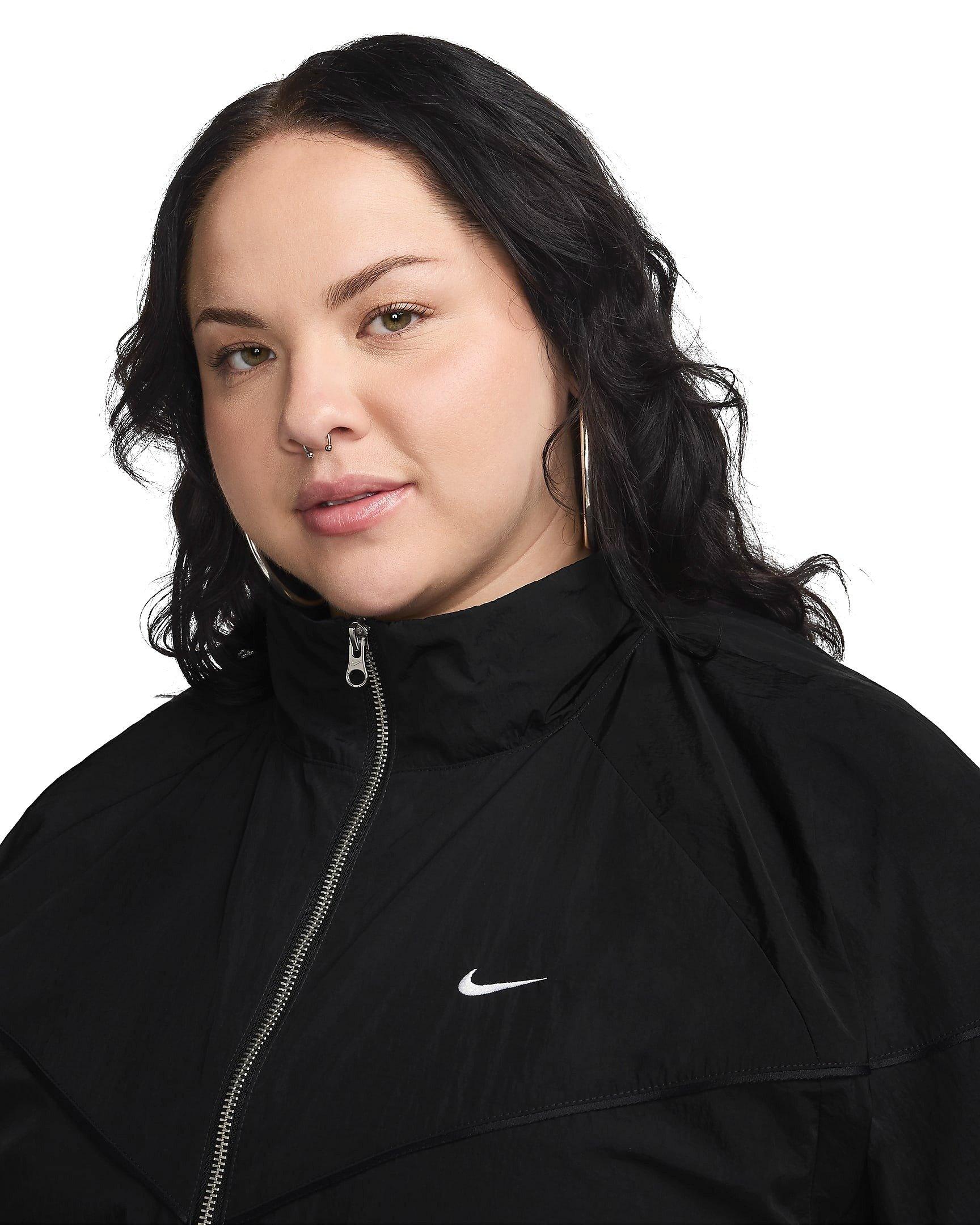 Nike Women's Loose Windrunner UV Woven Full-Zip Jacket - BLACK Thumbnail View 3