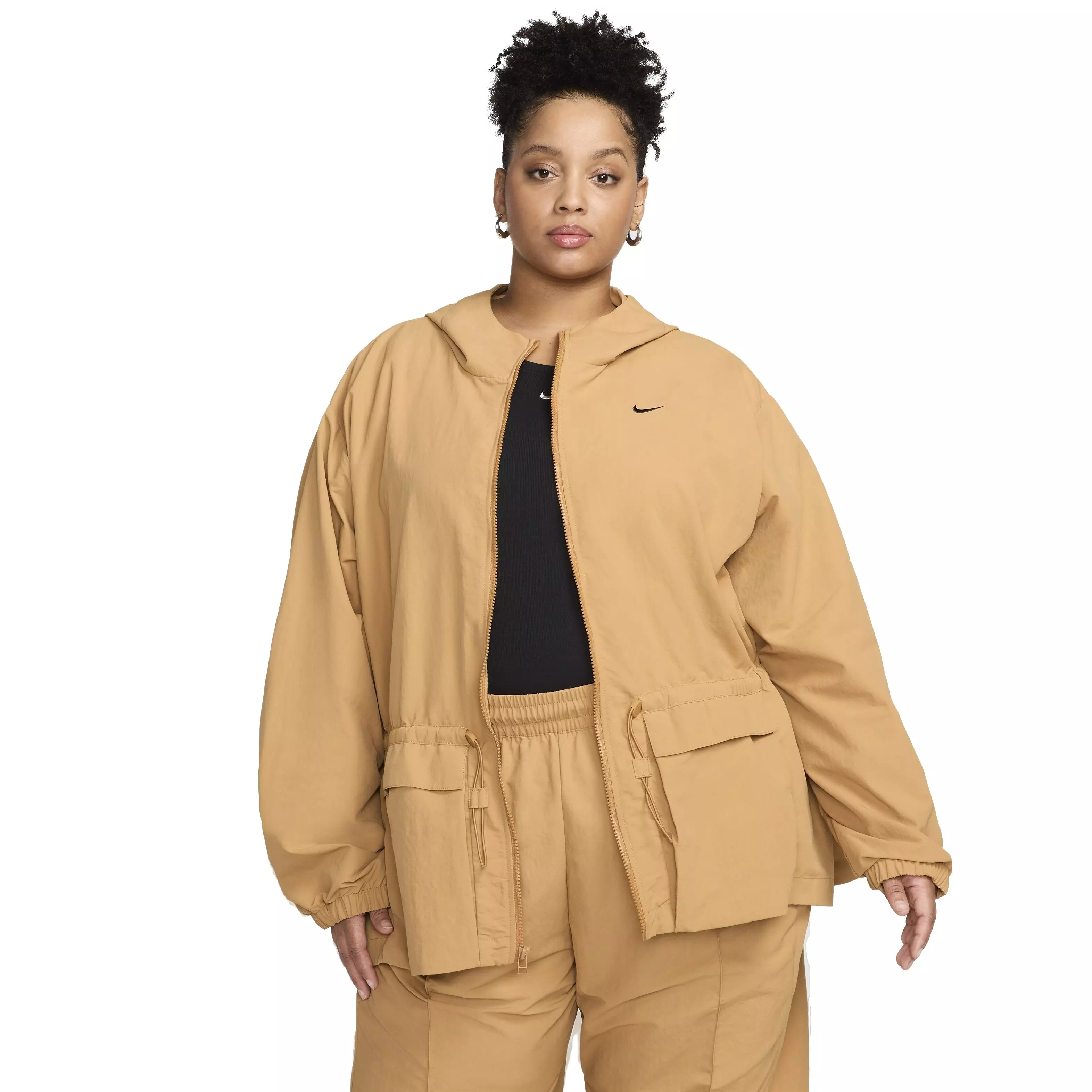 Nike Women's Sportswear Everything Wovens Oversized Hooded Jacket -Flax Brown - FLAX BROWN