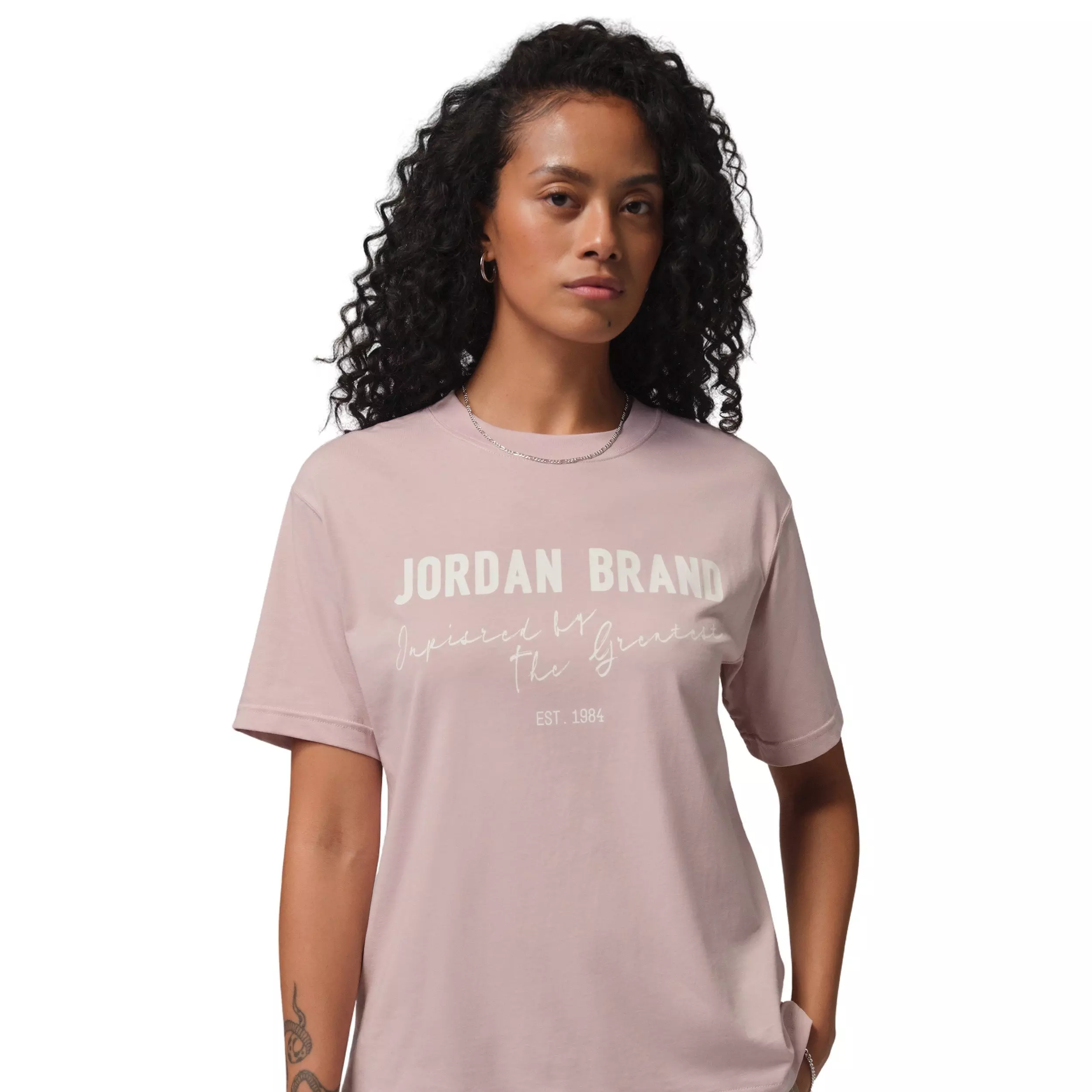 Jordan Women's Brooklyn Short-Sleeve Graphic Tee -Pink/White - PINK/WHITE