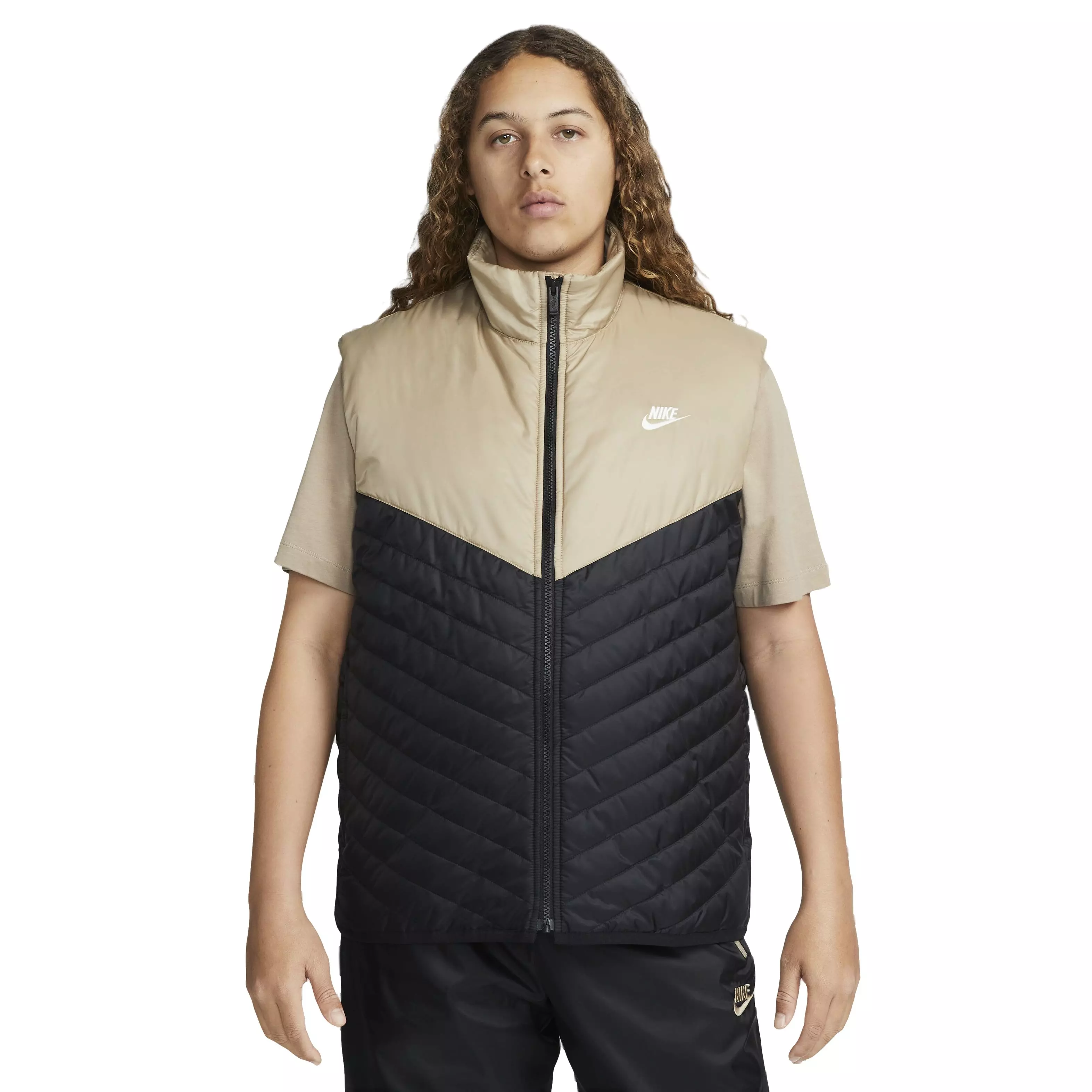 Nike Men's Therma-FIT Windrunner Midweight Puffer Vest - BLACK/TAN