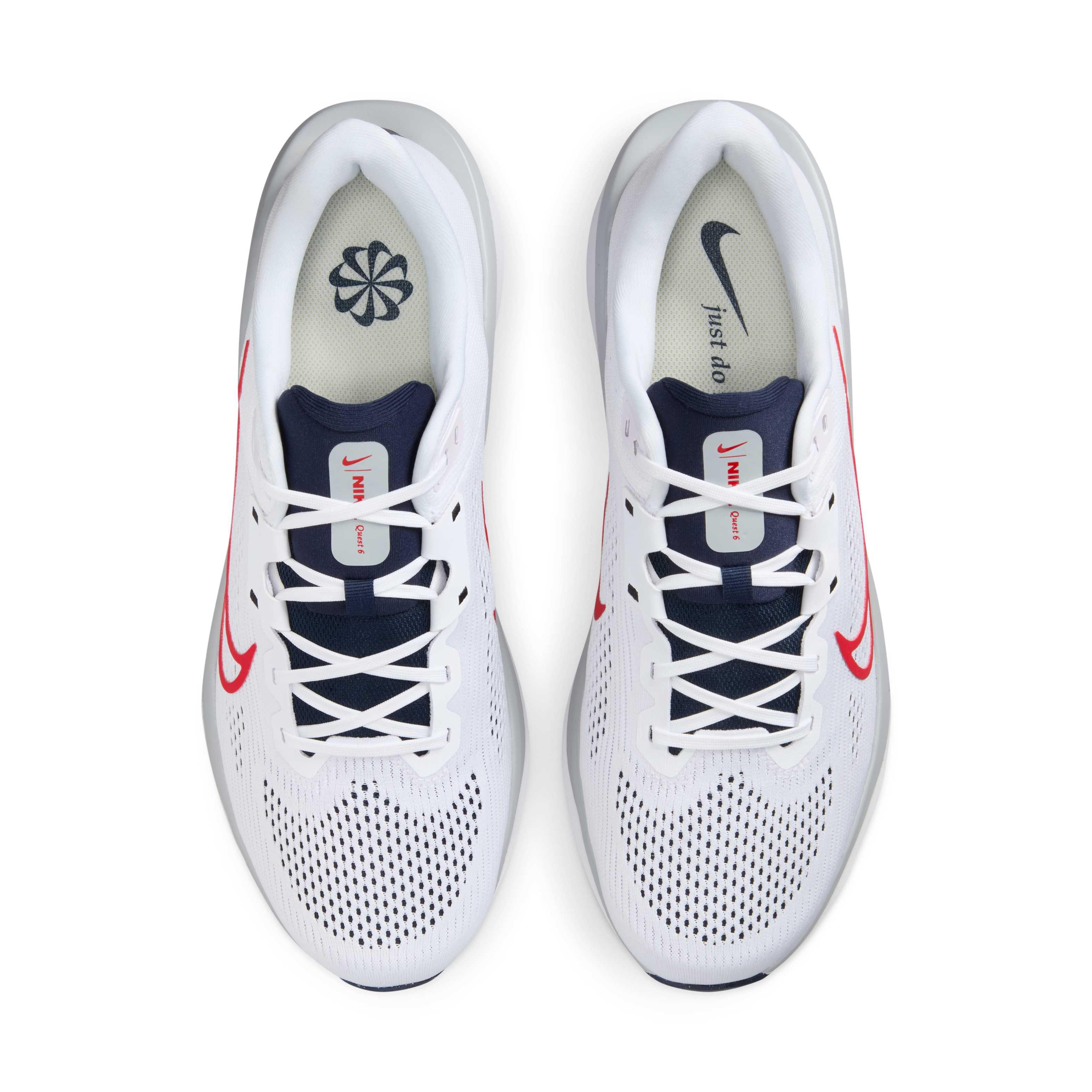 Nike Quest 6 "White/Obsidian/Wolf Grey/University Red" Men's Running Shoe - WHITE/OBSIDIAN/GREY/RED Thumbnail View 4