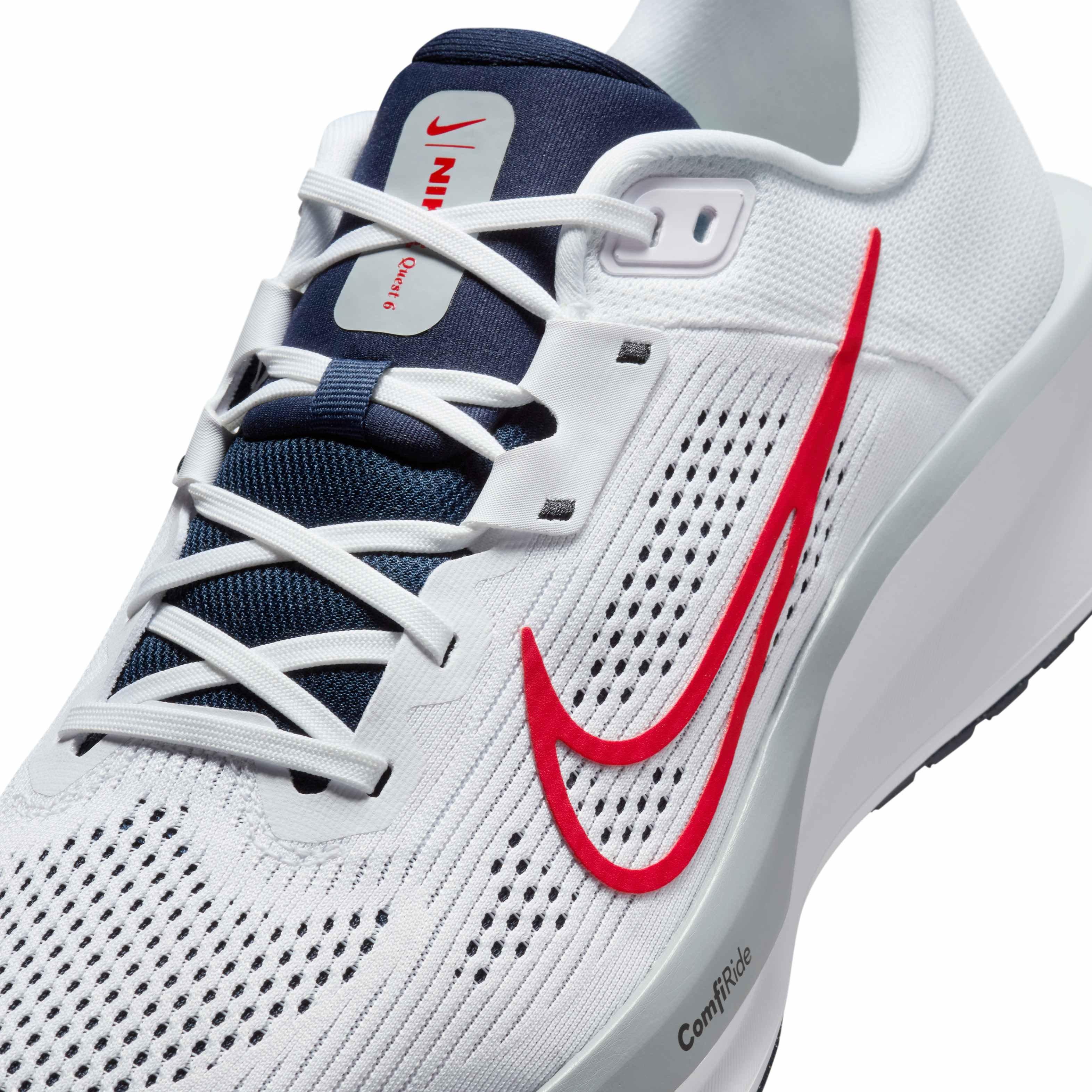 Nike Quest 6 "White/Obsidian/Wolf Grey/University Red" Men's Running Shoe - WHITE/OBSIDIAN/GREY/RED Thumbnail View 7