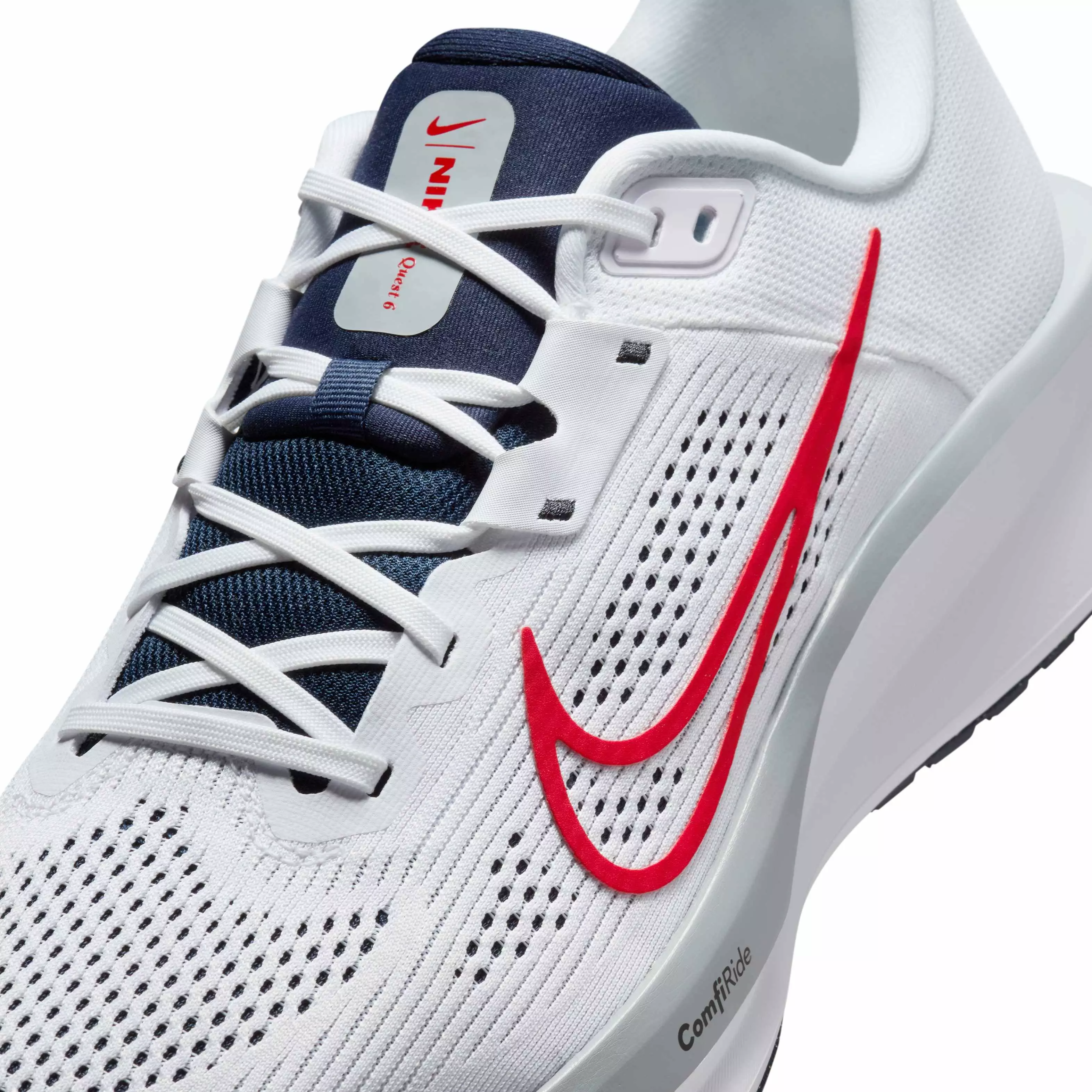 Nike Quest 6 "White/Obsidian/Wolf Grey/University Red" Men's Running Shoe - WHITE/OBSIDIAN/GREY/RED