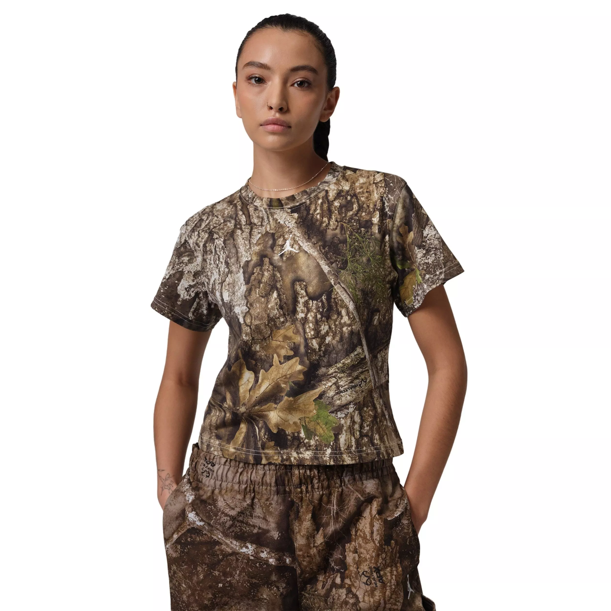 Jordan Women's Brooklyn Short-Sleeve AOP Realtree T-Shirt - Brown - BROWN