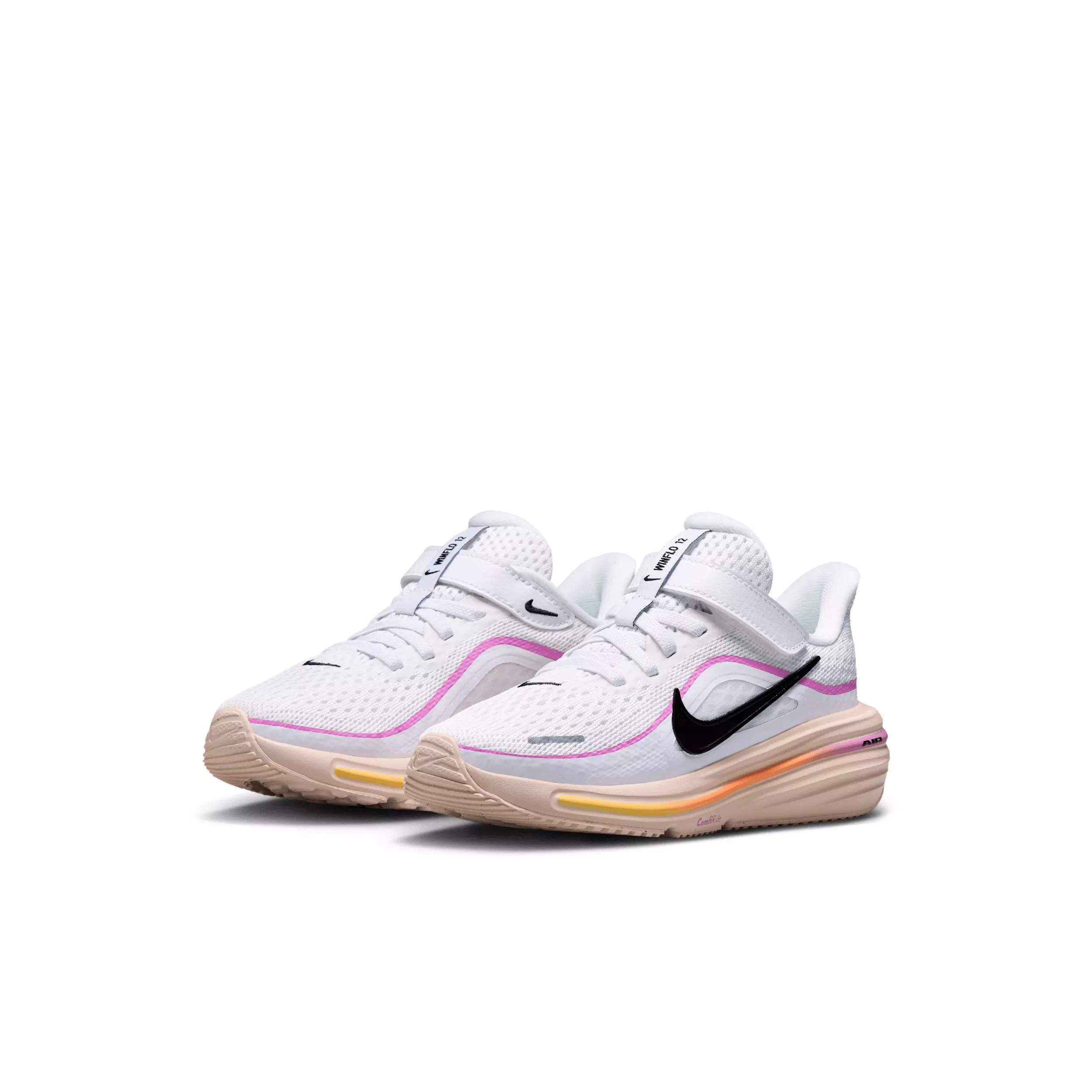 Nike Winflo 12 "White/Light Magenta/Chalk/Black" Preschool Girls' Running Shoe - WHITE/LT MAGENTA/CHALK/BLACK