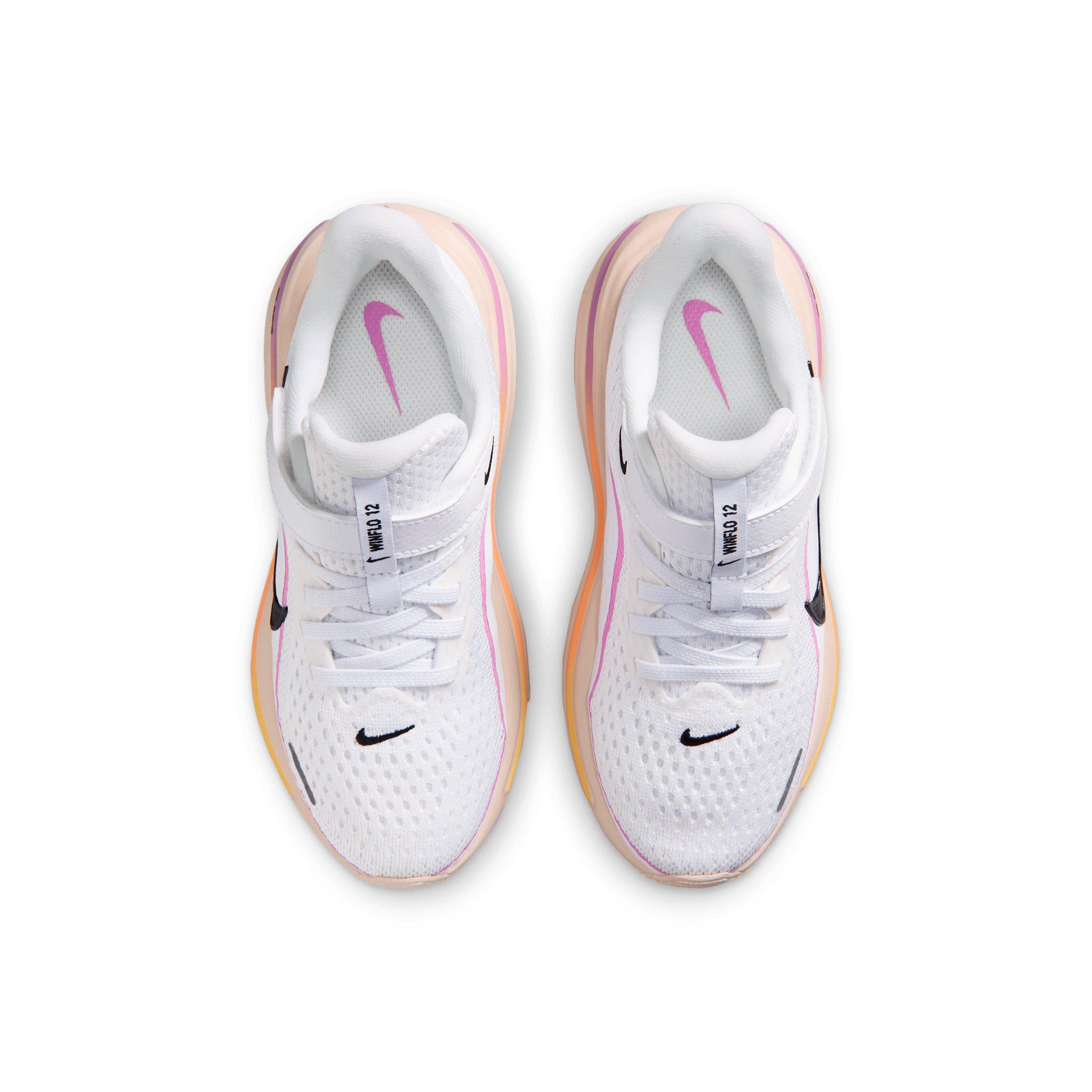 Nike Winflo 12 "White/Light Magenta/Chalk/Black" Preschool Girls' Running Shoe - WHITE/LT MAGENTA/CHALK/BLACK