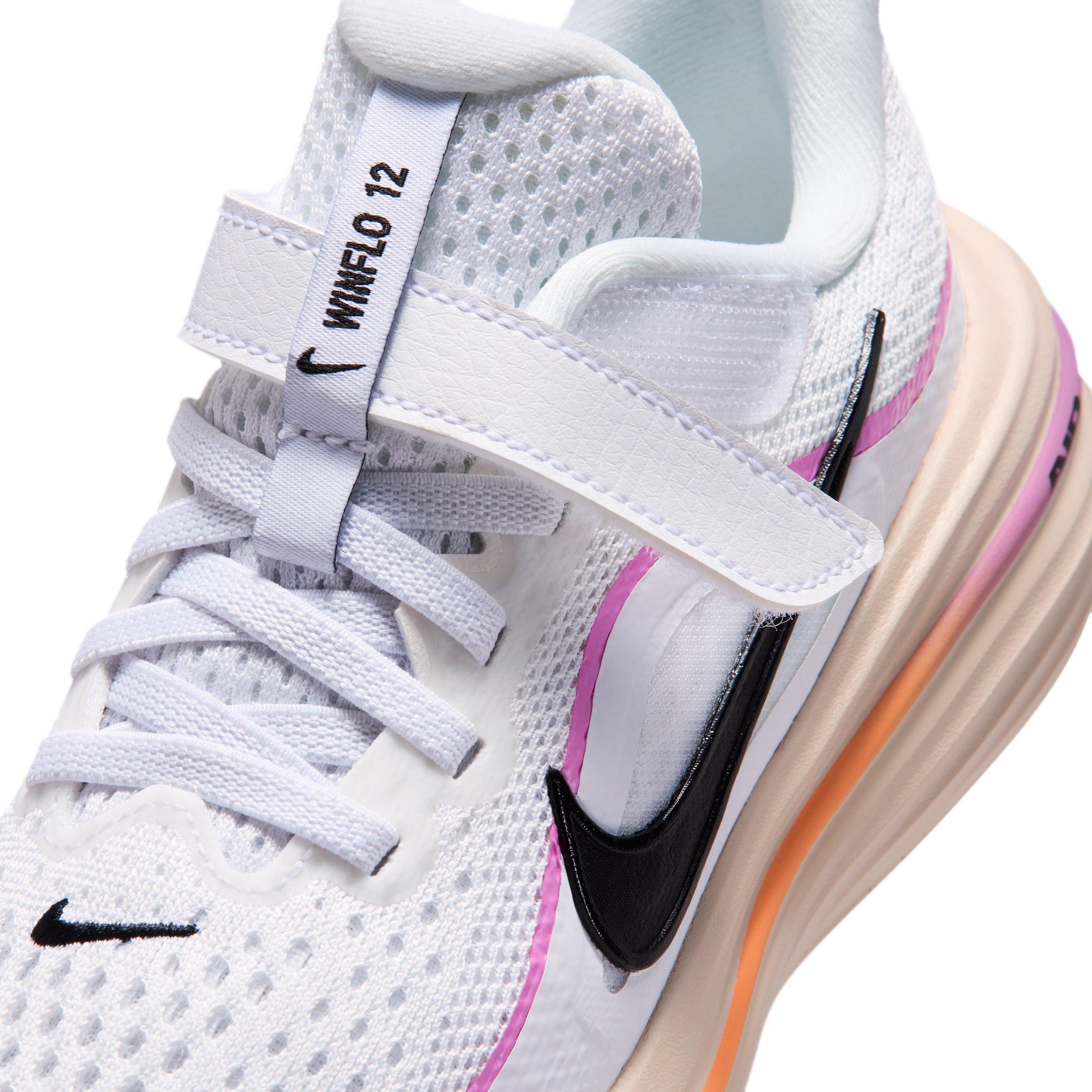 Nike Winflo 12 "White/Light Magenta/Chalk/Black" Preschool Girls' Running Shoe - WHITE/LT MAGENTA/CHALK/BLACK