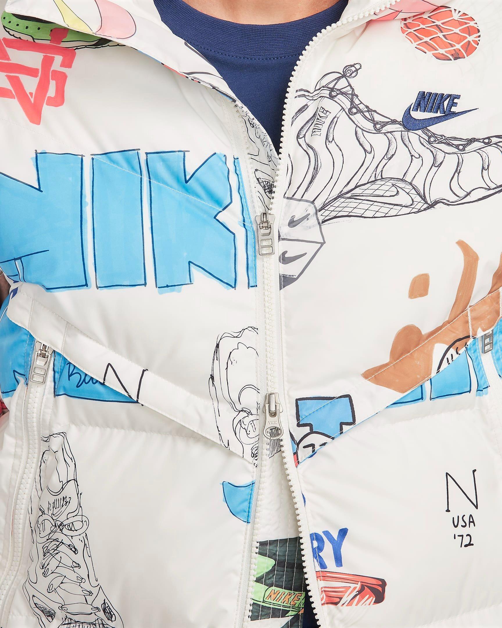 Nike Men's Storm-FIT Windrunner Hooded Jacket - WHITE/MULTI Thumbnail View 6