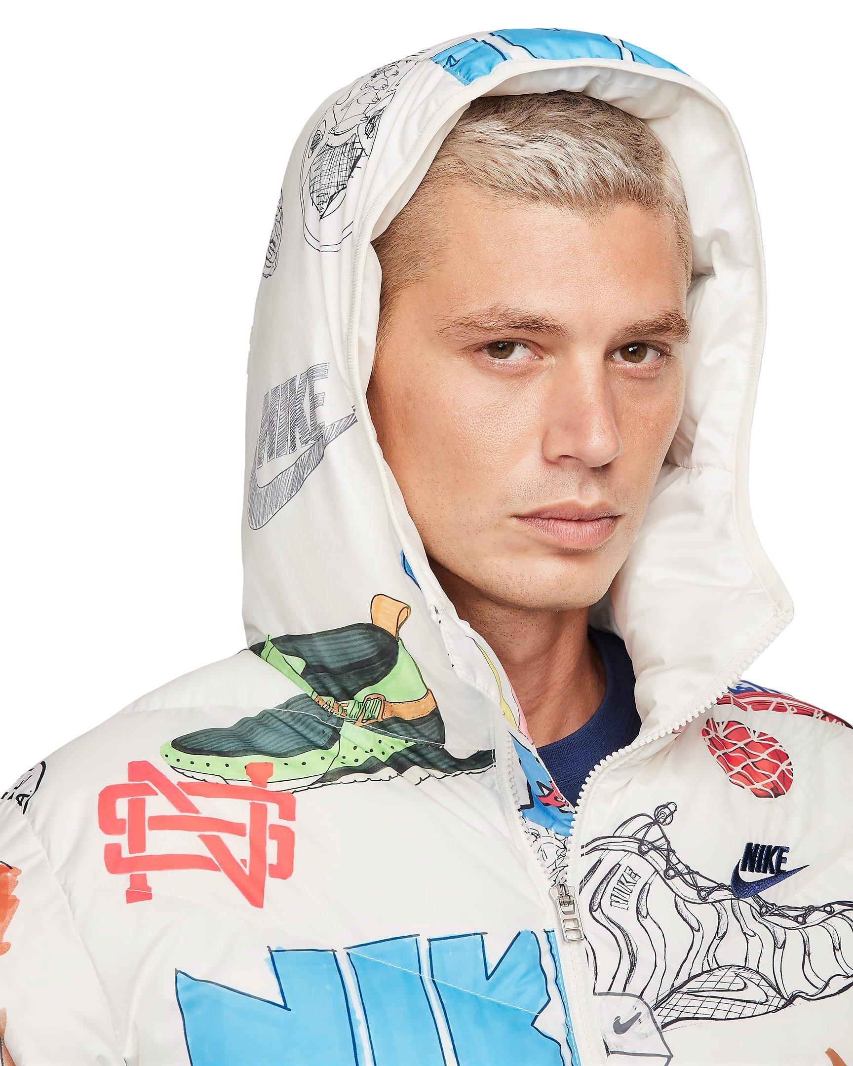 Nike Men's Storm-FIT Windrunner Hooded Jacket - WHITE/MULTI Thumbnail View 8