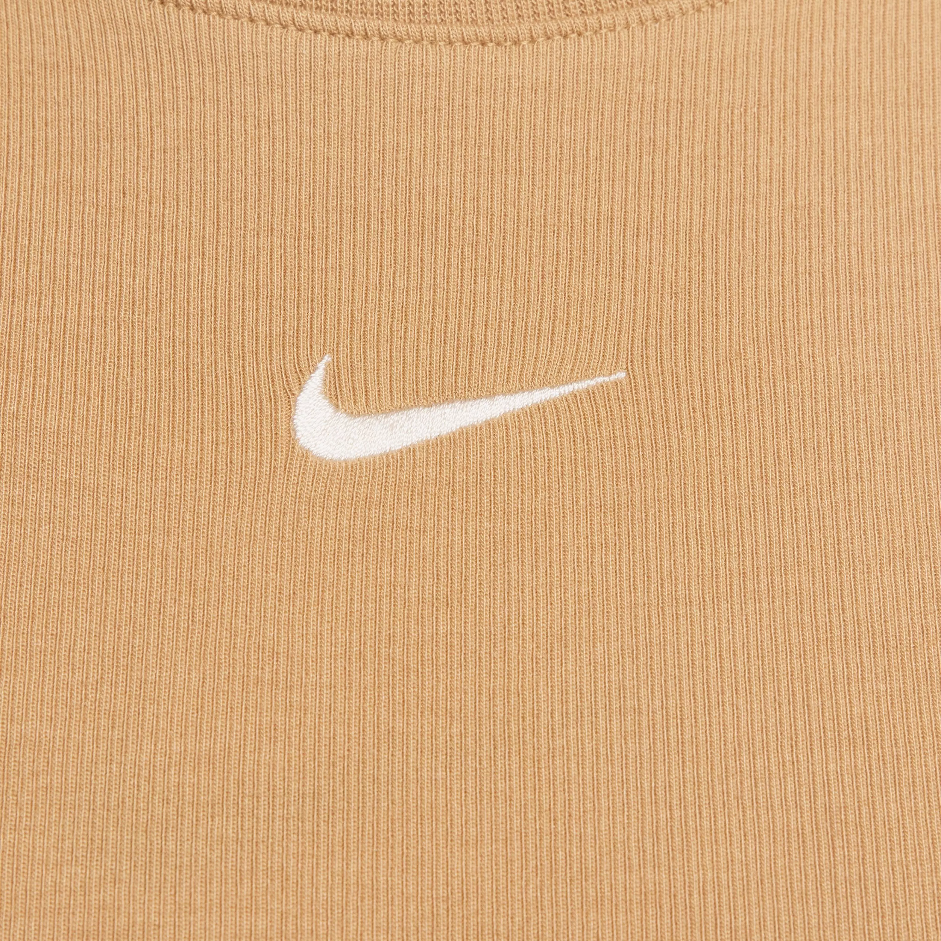 Nike Women's Sportswear Chill Knit Tight Cropped Mini-Rib Tank - BROWN