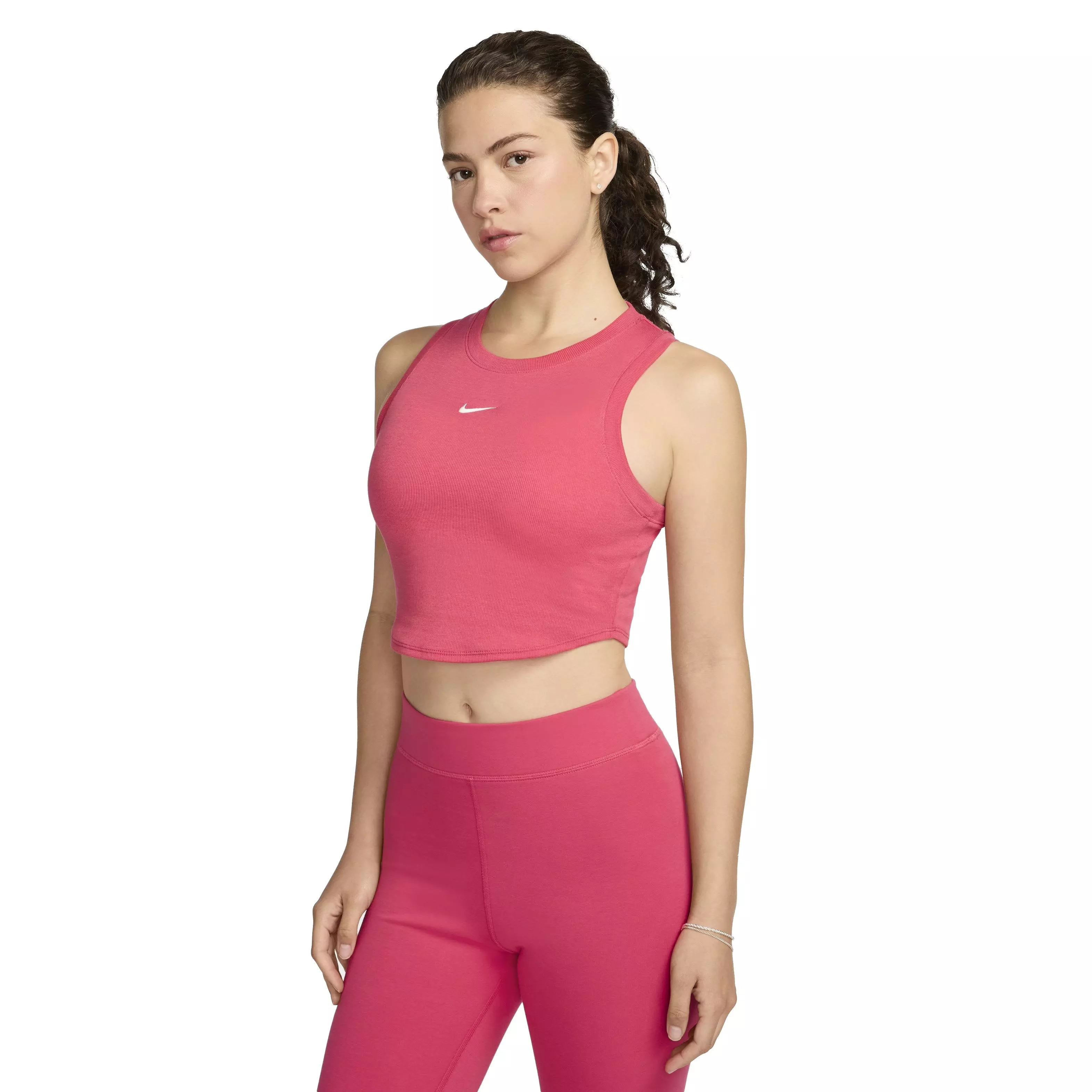 Nike Women's Sportswear Chill Knit Tight Cropped Mini-Rib Tank - PINK