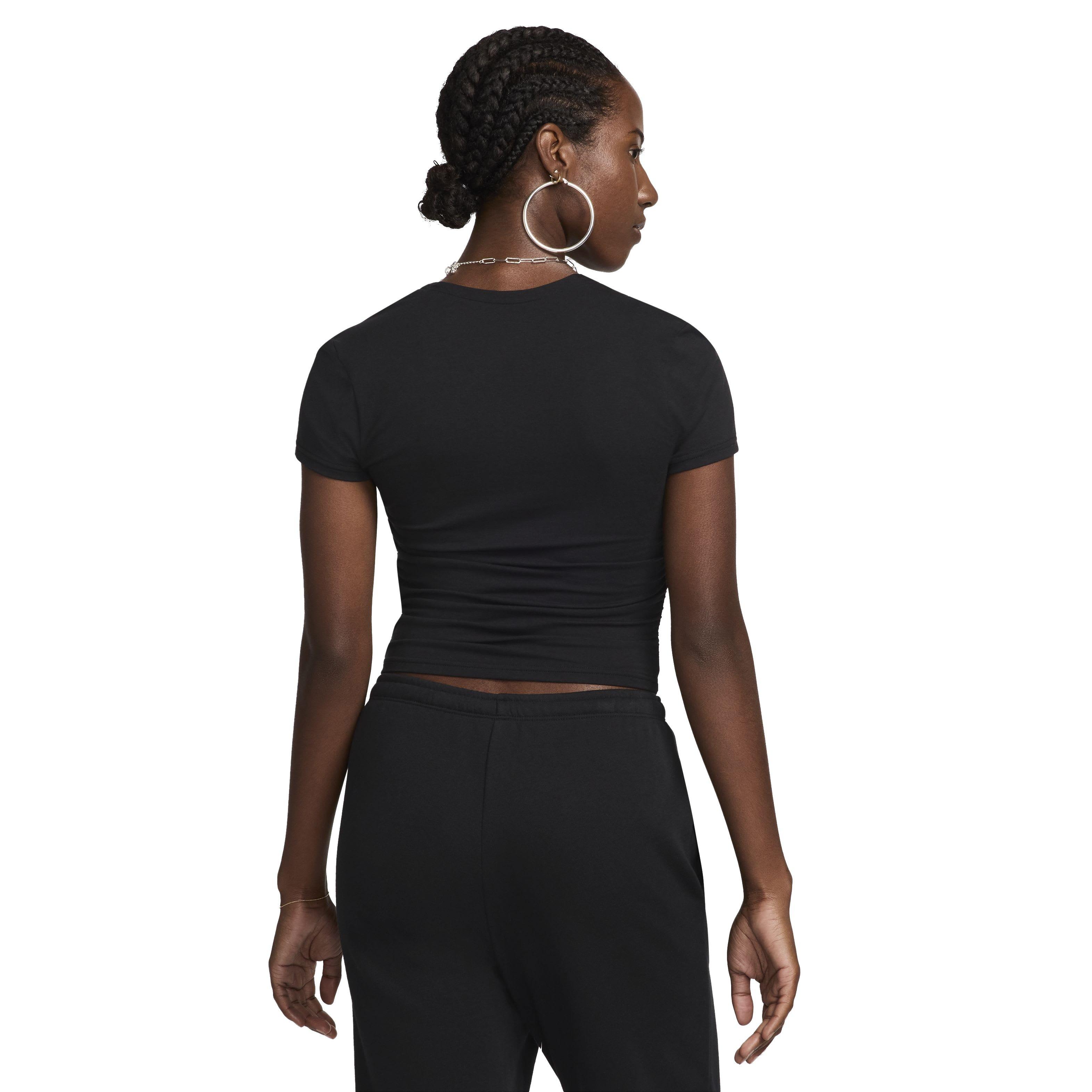 Nike Women's Sportswear Chill Knit Short Sleeve Square-Neck Top - BLACK Thumbnail View 2