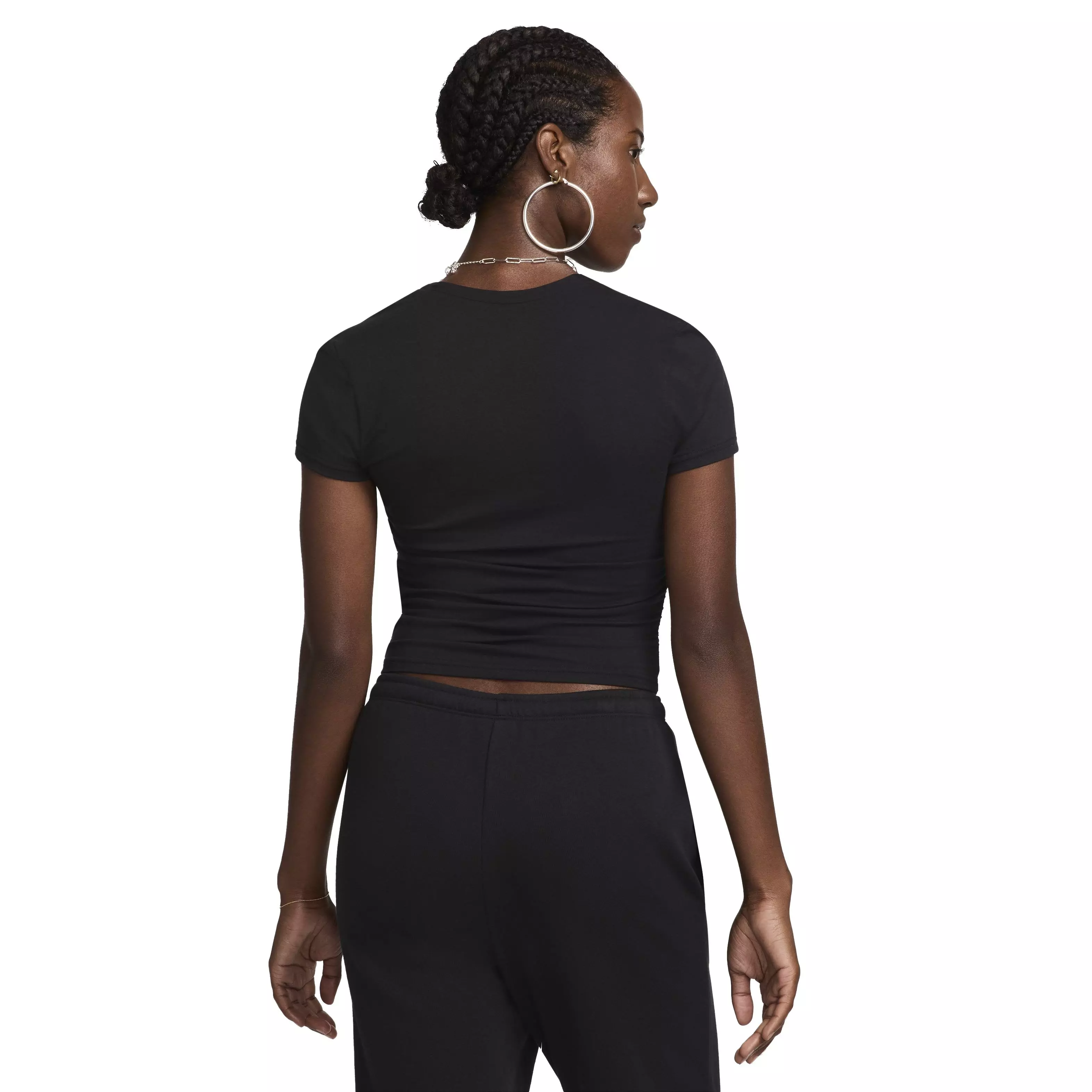 Nike Women's Sportswear Chill Knit Short Sleeve Square-Neck Top - BLACK