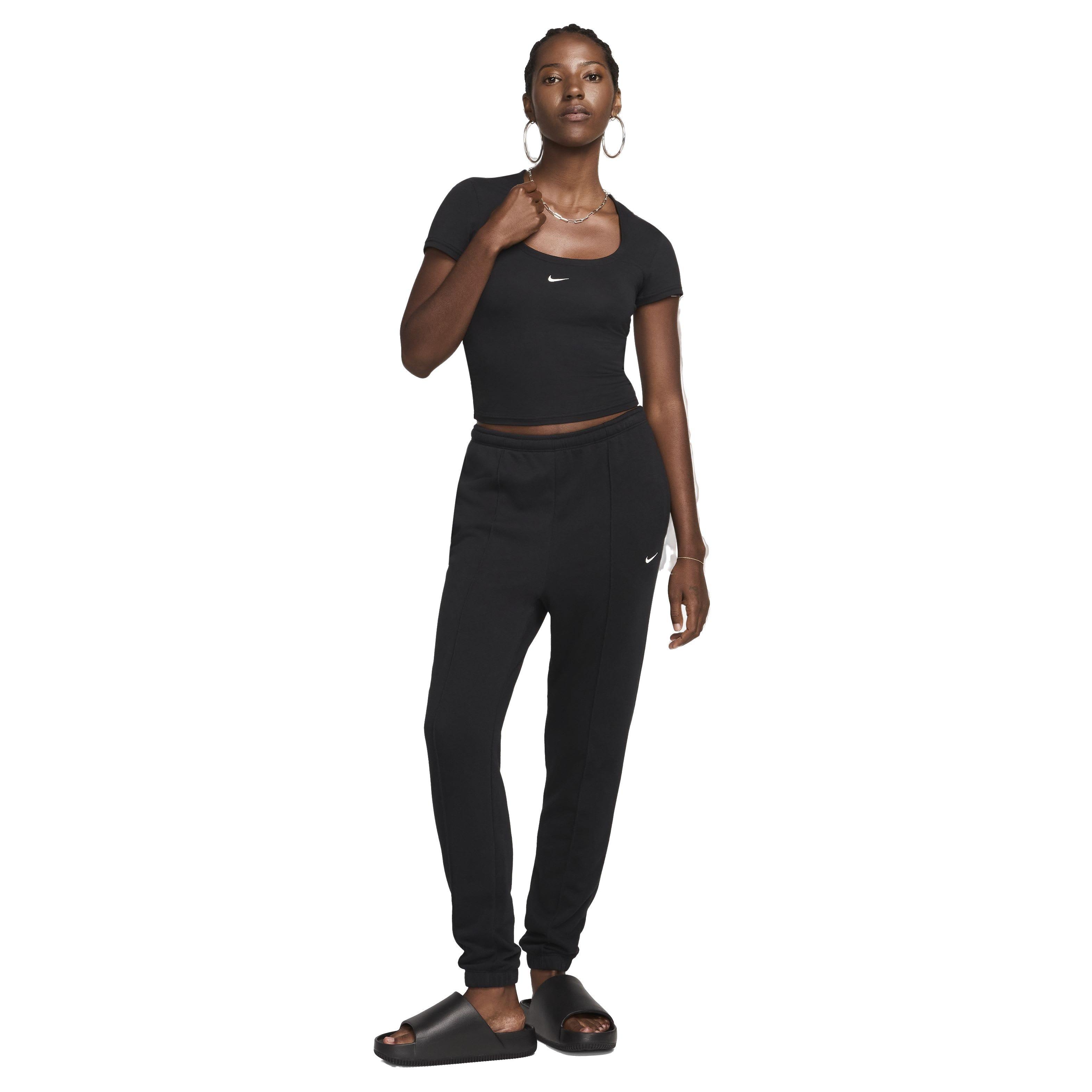 Nike Women's Sportswear Chill Knit Short Sleeve Square-Neck Top - BLACK Thumbnail View 6