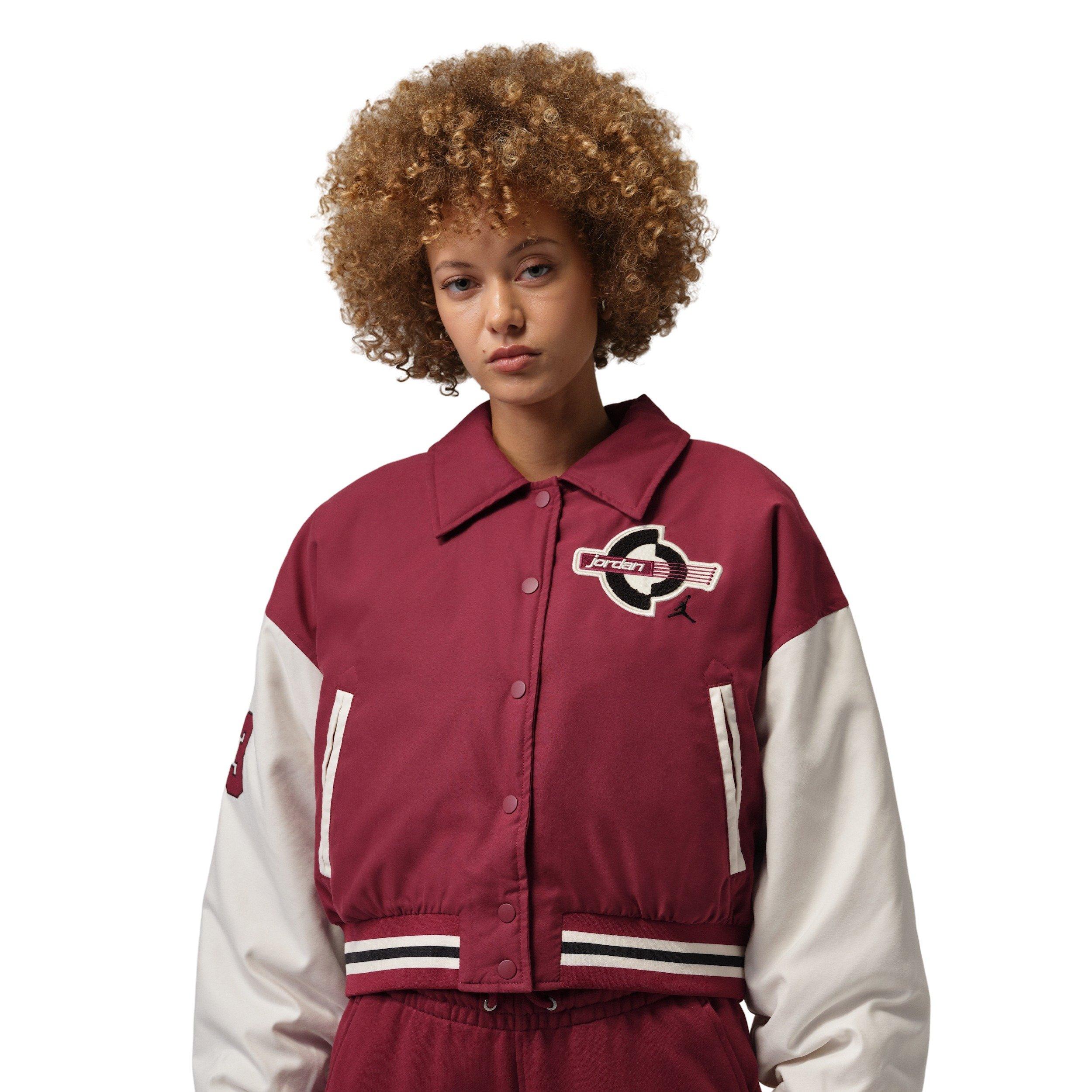 Jordan Women's Brooklyn Therma-FIT Varsity Jacket - Red/Ivory - RED/IVORY Thumbnail View 1