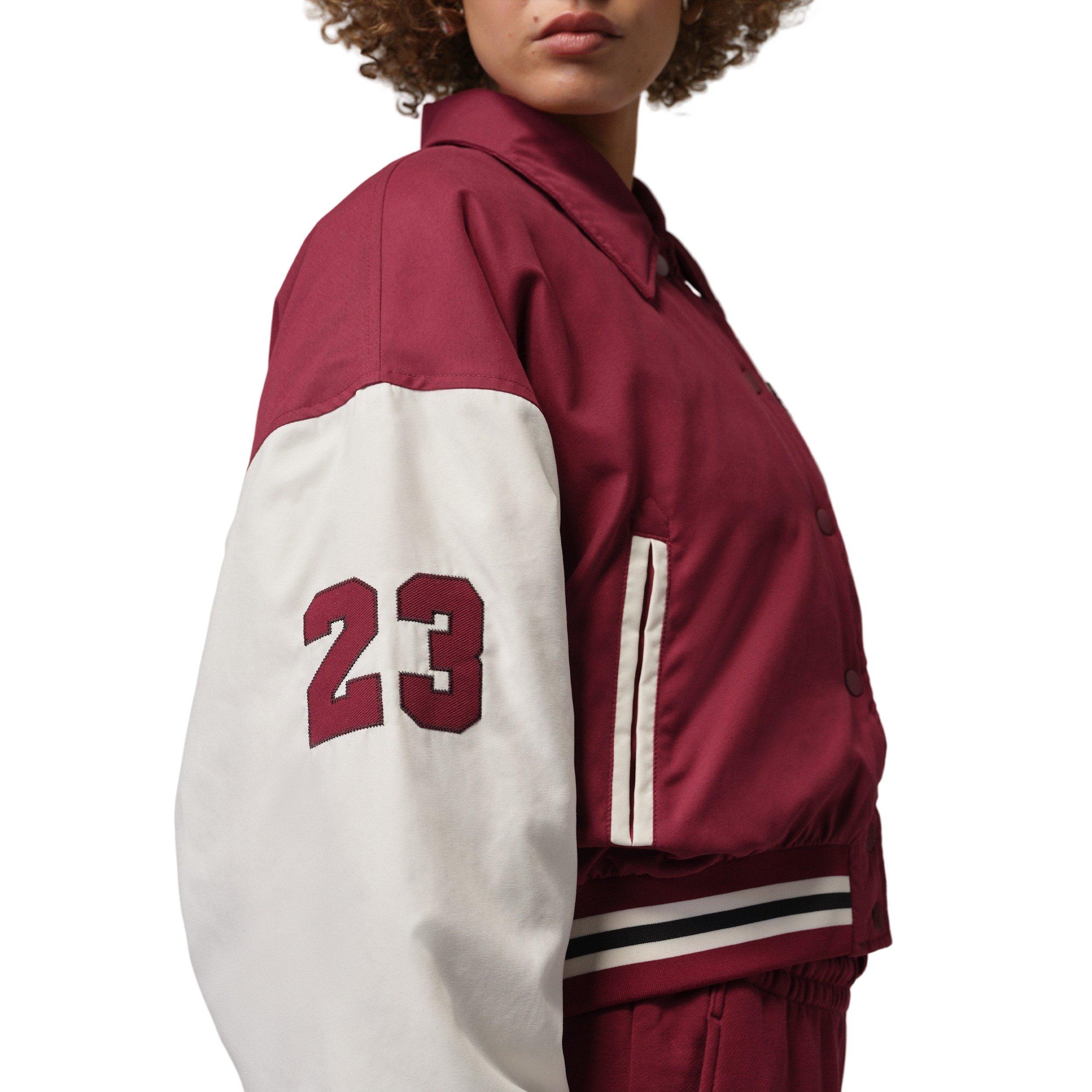 Jordan Women's Brooklyn Therma-FIT Varsity Jacket -Red/Ivory - RED/IVORY Thumbnail View 5