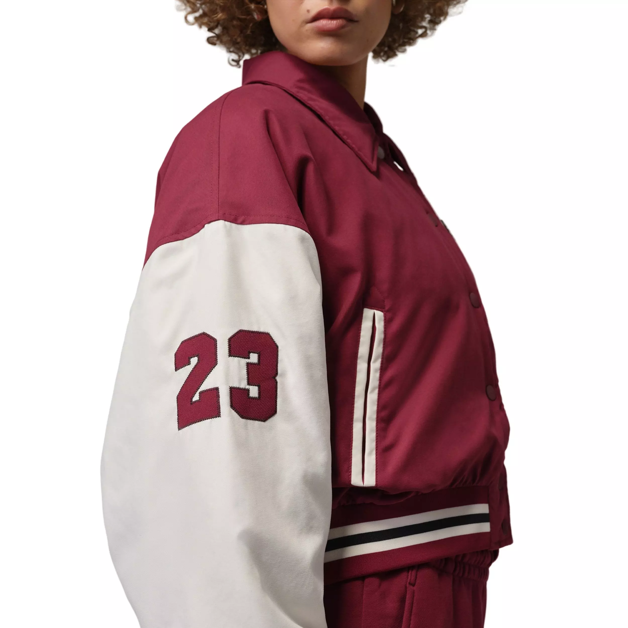 Jordan Women's Brooklyn Therma-FIT Varsity Jacket -Red/Ivory - RED/IVORY