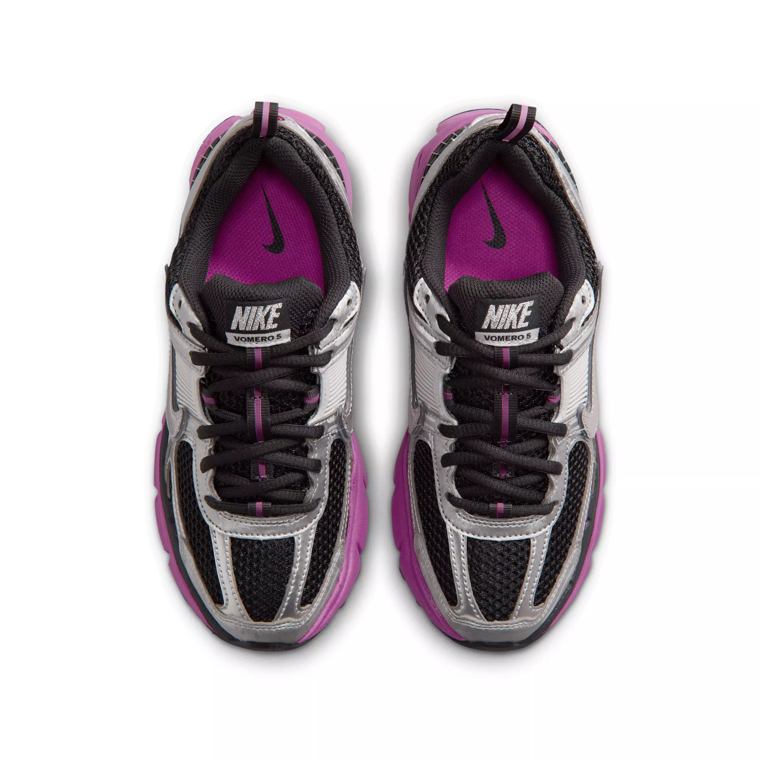 Nike Vomero 5 "Off Noir/Fire Pink/Photon Dust/Metallic Silver" Grade School Girls' Shoe - OFF NOIR/PINK/DUST/SILVER