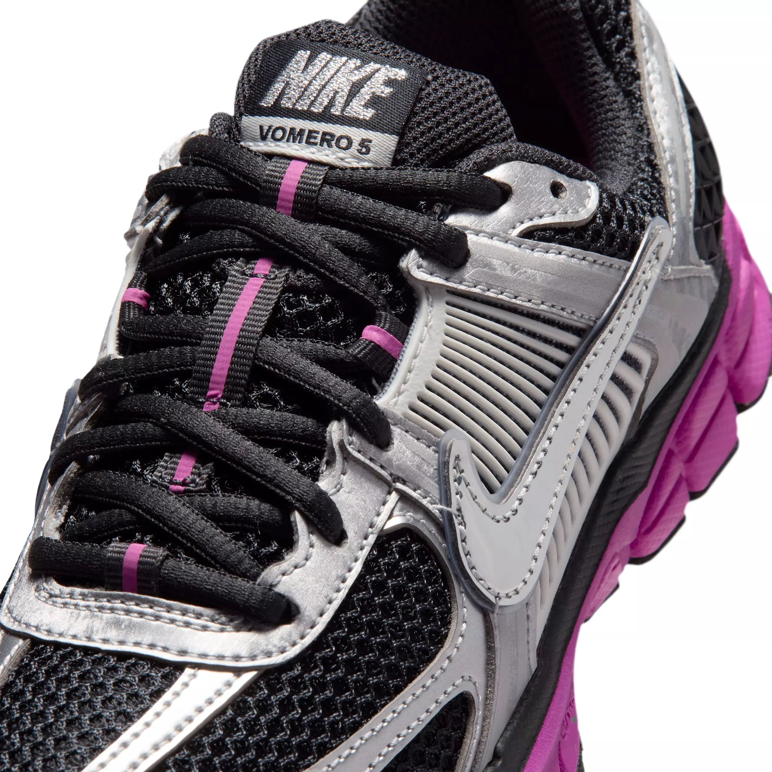 Nike Vomero 5 "Off Noir/Fire Pink/Photon Dust/Metallic Silver" Grade School Girls' Shoe - OFF NOIR/PINK/DUST/SILVER