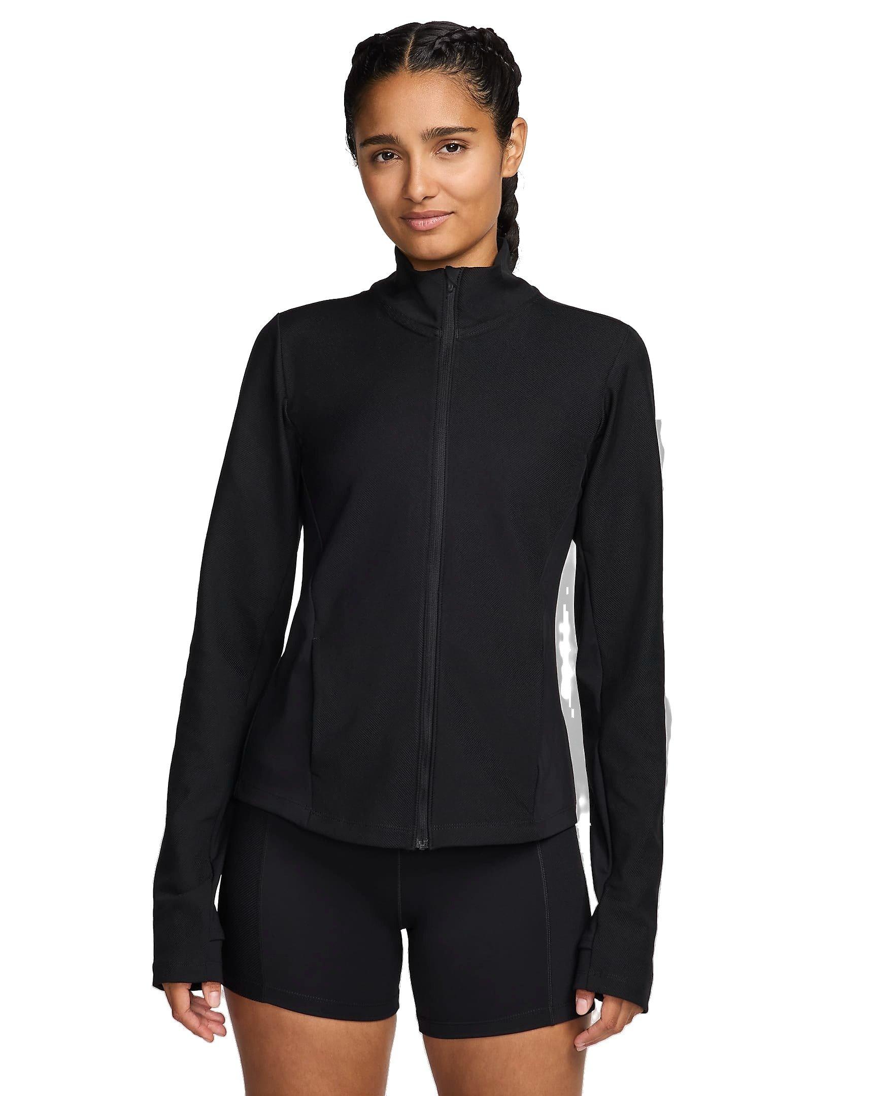 Nike Women's One Rib Dri-FIT Full-Zip Mid Layer Jacket - BLACK Thumbnail View 1