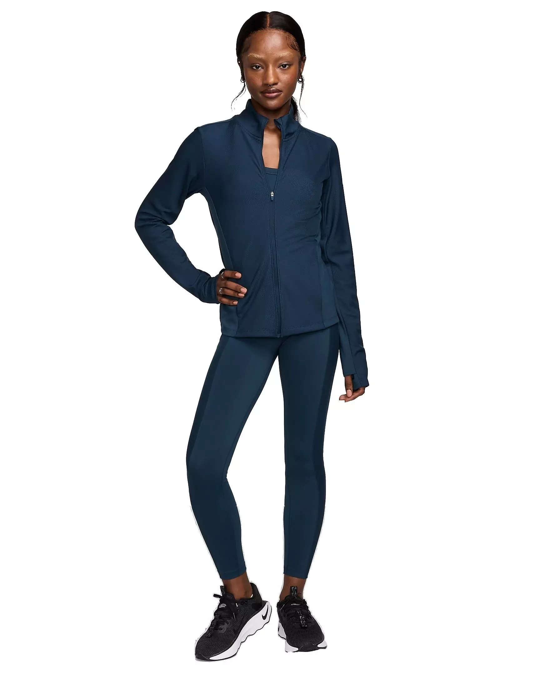 Nike Women's One Rib Dri-FIT Full-Zip Mid Layer Jacket - NAVY