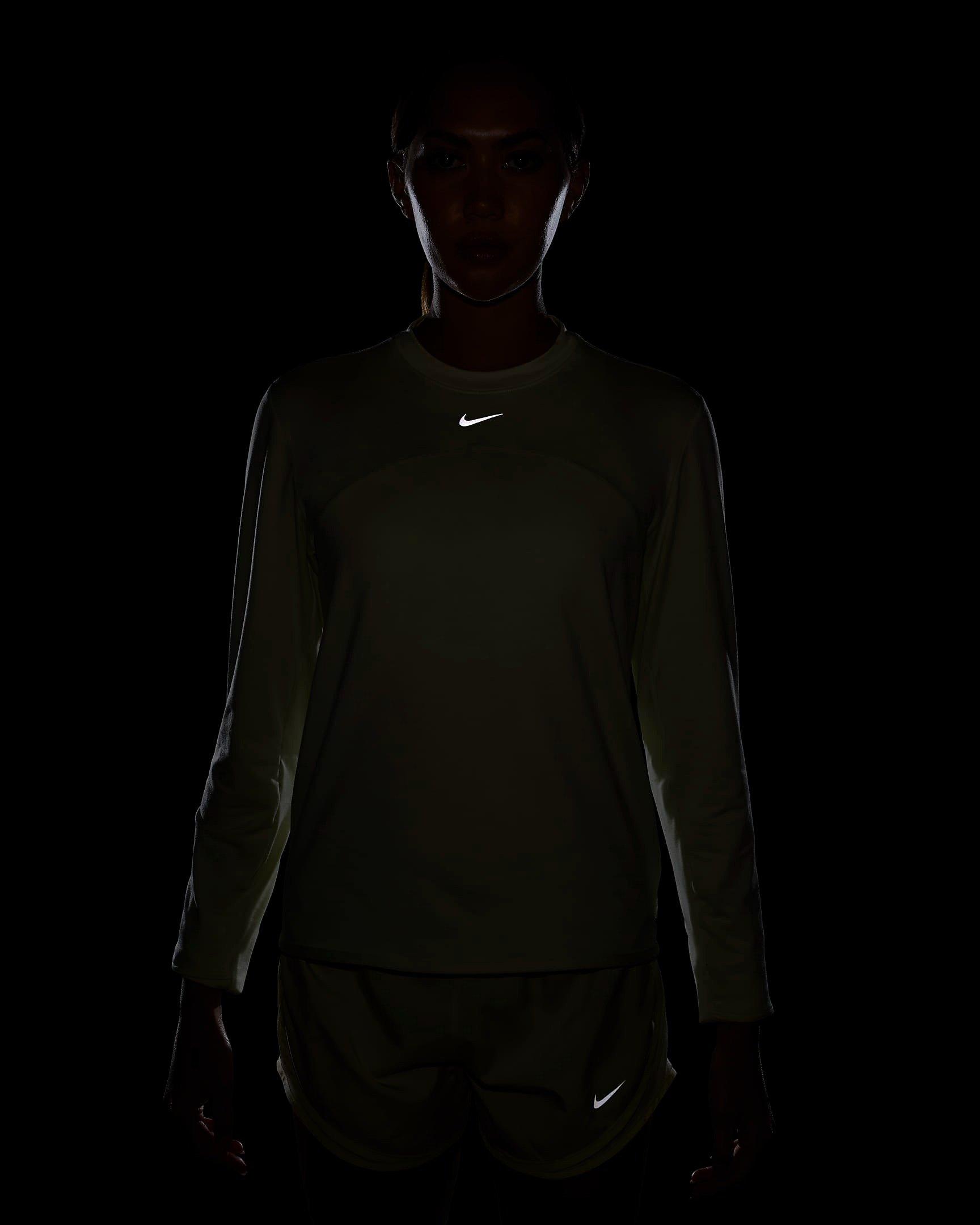 Nike Women's Dri-FIT Swift Element UV Crewneck Running Top - YELLOW Thumbnail View 7