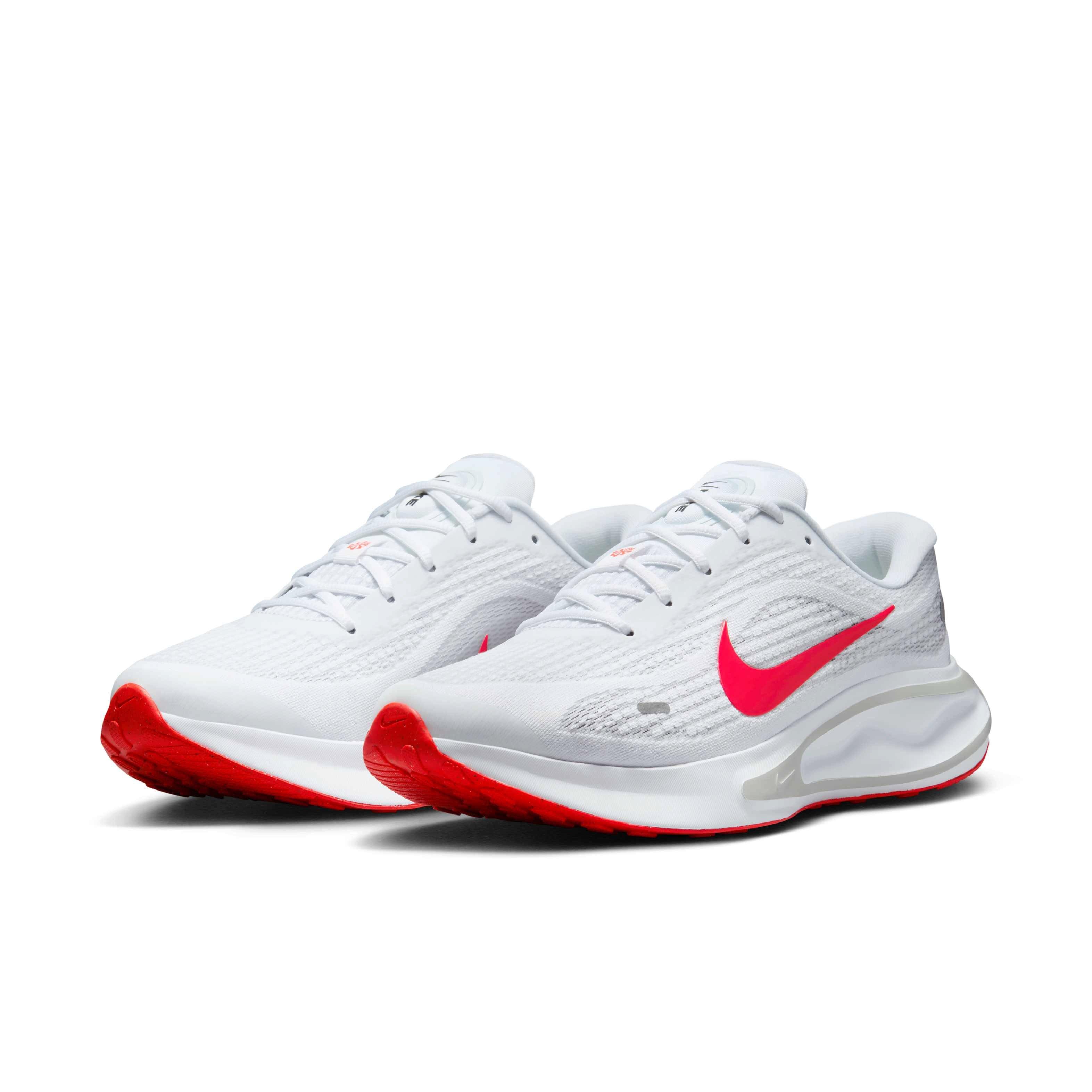 Nike Journey Run "White/Wolf Grey/Pure Platinum/Bright Crimson" Men's Running Shoe - WHITE/GREY/PLATINUM/CRIMSON Thumbnail View 3