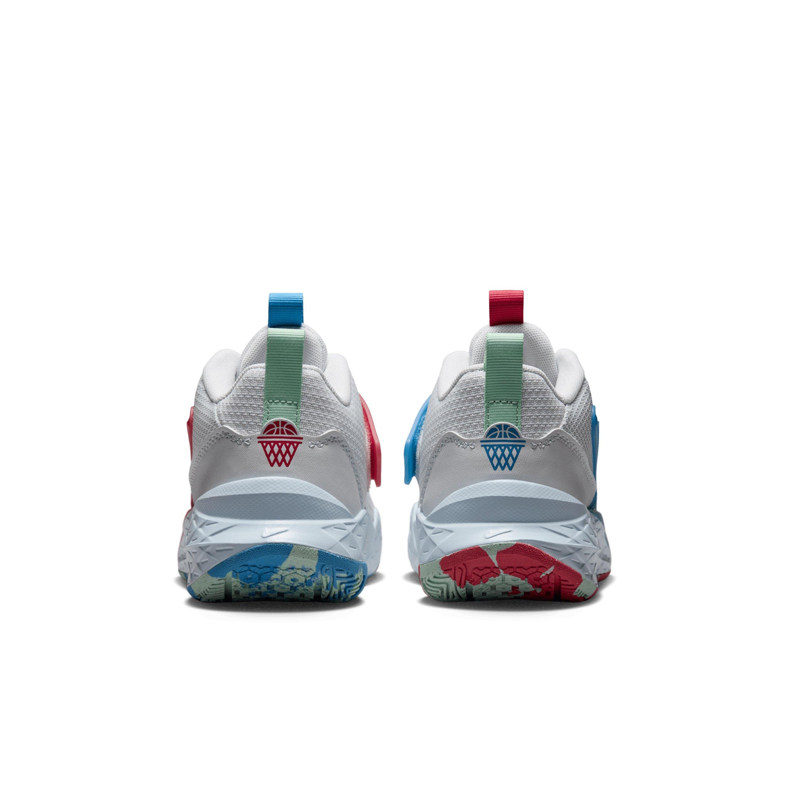 Nike Team Hustle D 12 "Off White/Blue/Tropical Pink/Arctic Green" Grade School Boys' Basketball Shoe - OFF WHITE/BLUE/PINK/GREEN