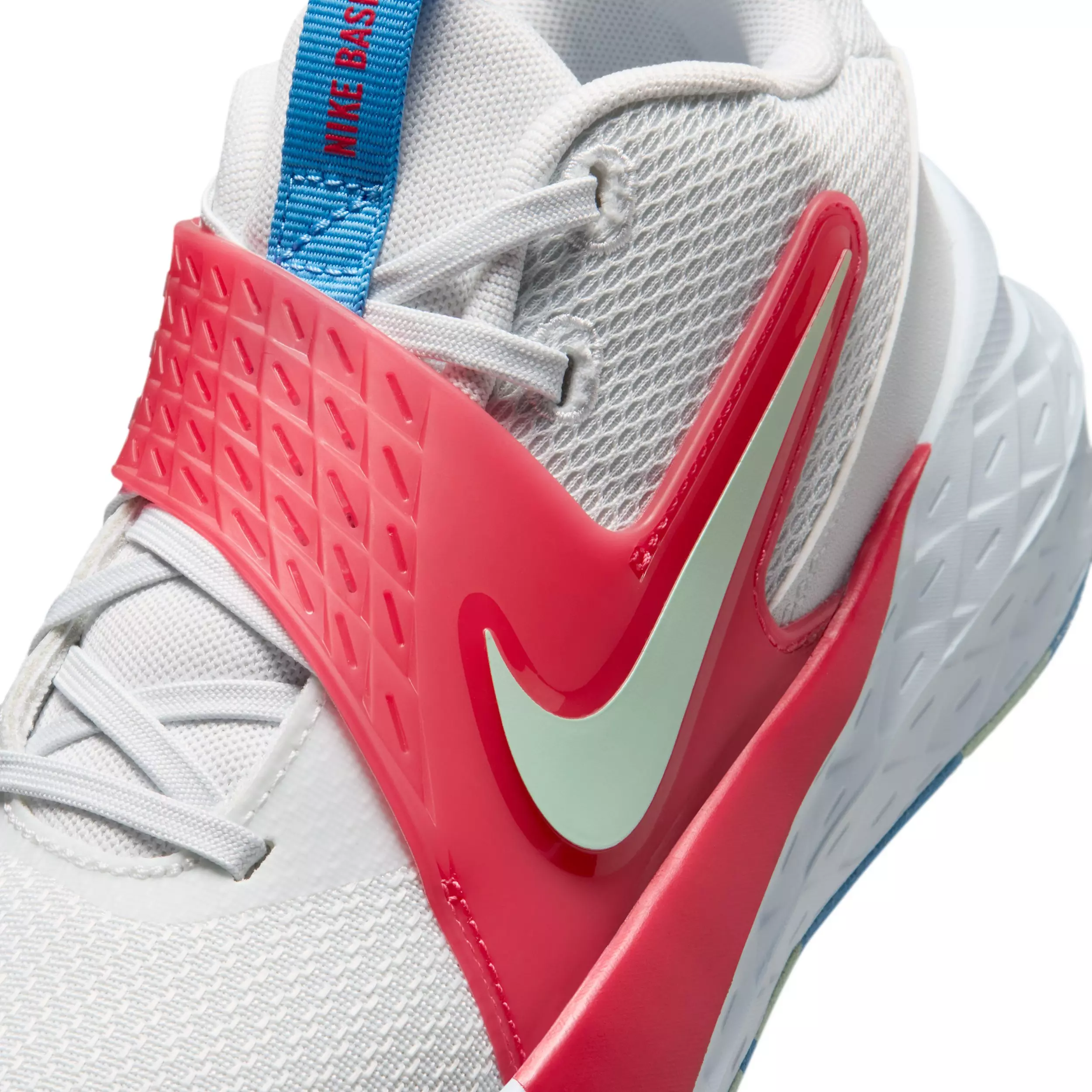 Nike Team Hustle D 12 "Off White/Blue/Tropical Pink/Arctic Green" Grade School Boys' Basketball Shoe - OFF WHITE/BLUE/PINK/GREEN