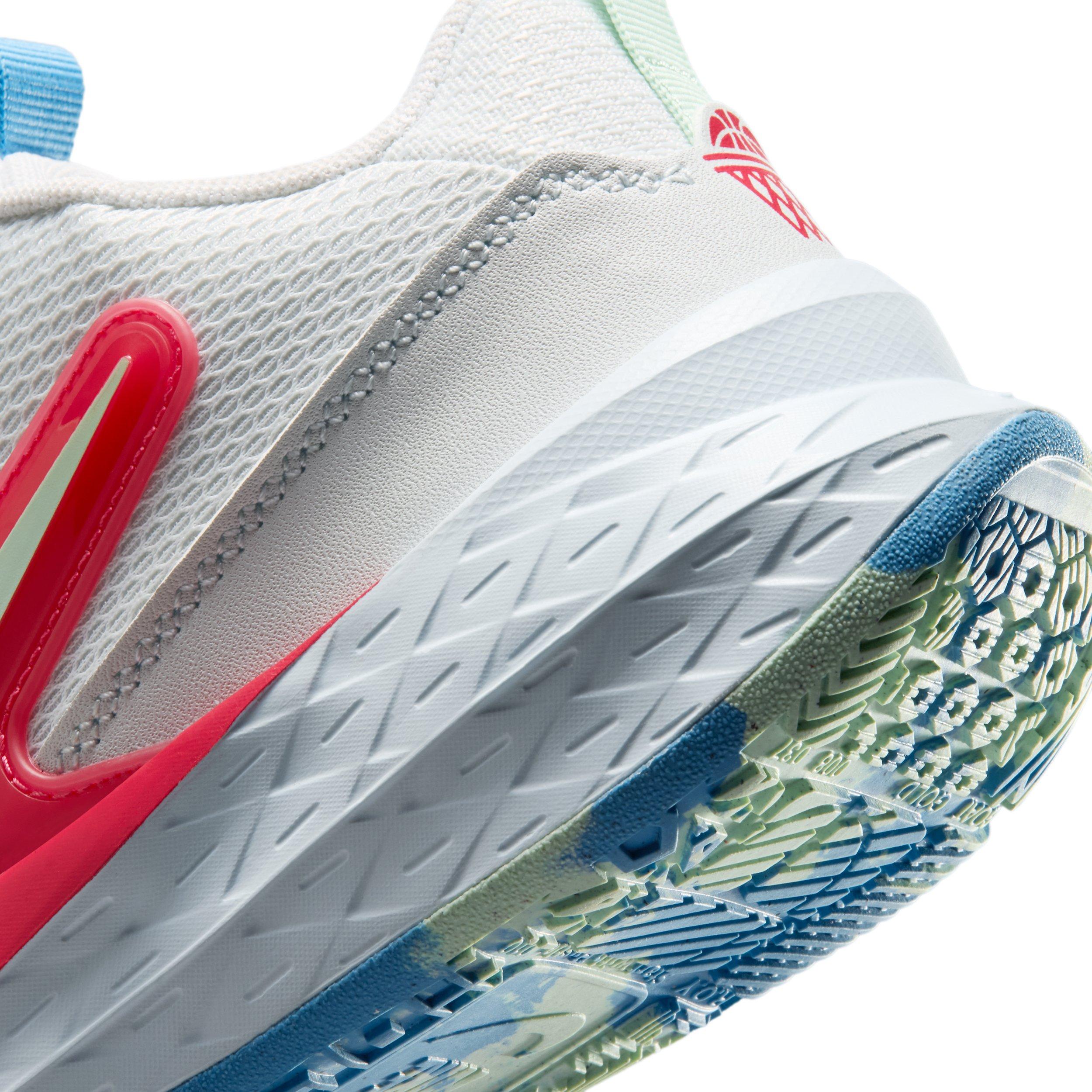 Nike Team Hustle D 12 "Off White/Blue/Tropical Pink/Arctic Green" Grade School Boys' Basketball Shoe - OFF WHITE/BLUE/PINK/GREEN