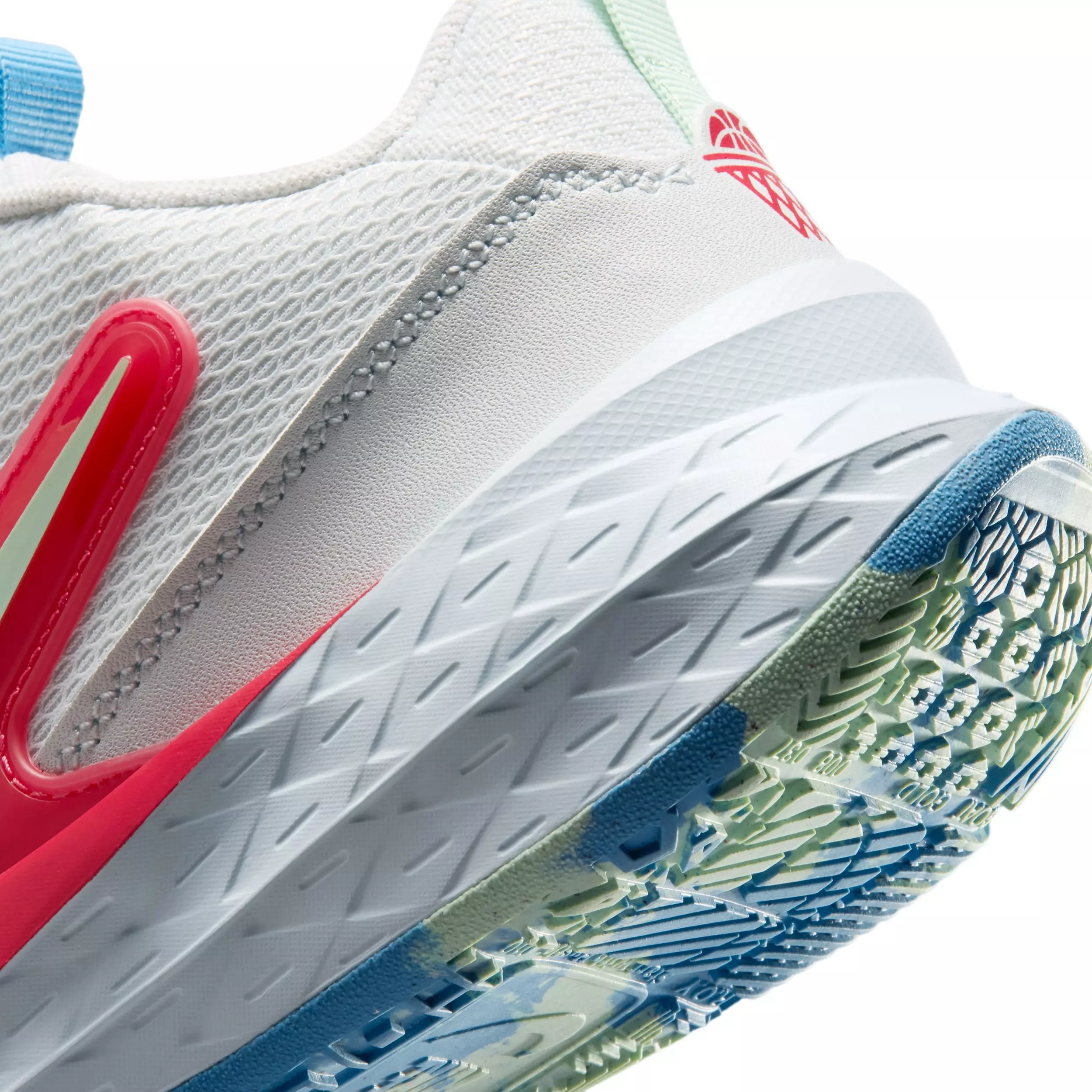 Nike Team Hustle D 12 "Off White/Blue/Tropical Pink/Arctic Green" Grade School Boys' Basketball Shoe - OFF WHITE/BLUE/PINK/GREEN