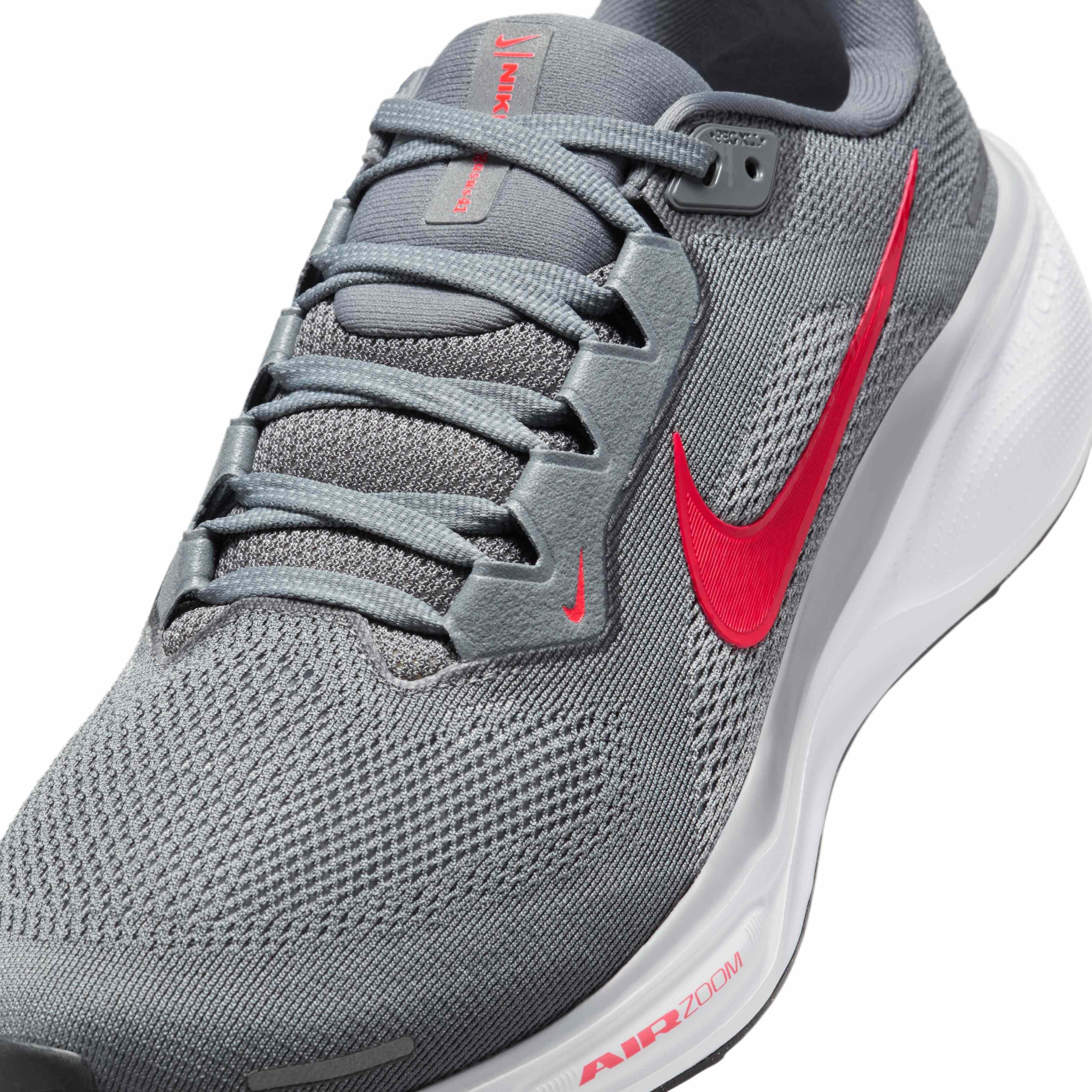 Nike Pegasus 41 "Cool Grey/Wolf Grey/Pure Platinum/Bright Crimson" Men's Wide Running Shoe - GREY/GREY/PLATINUM/CRIMSON Thumbnail View 7